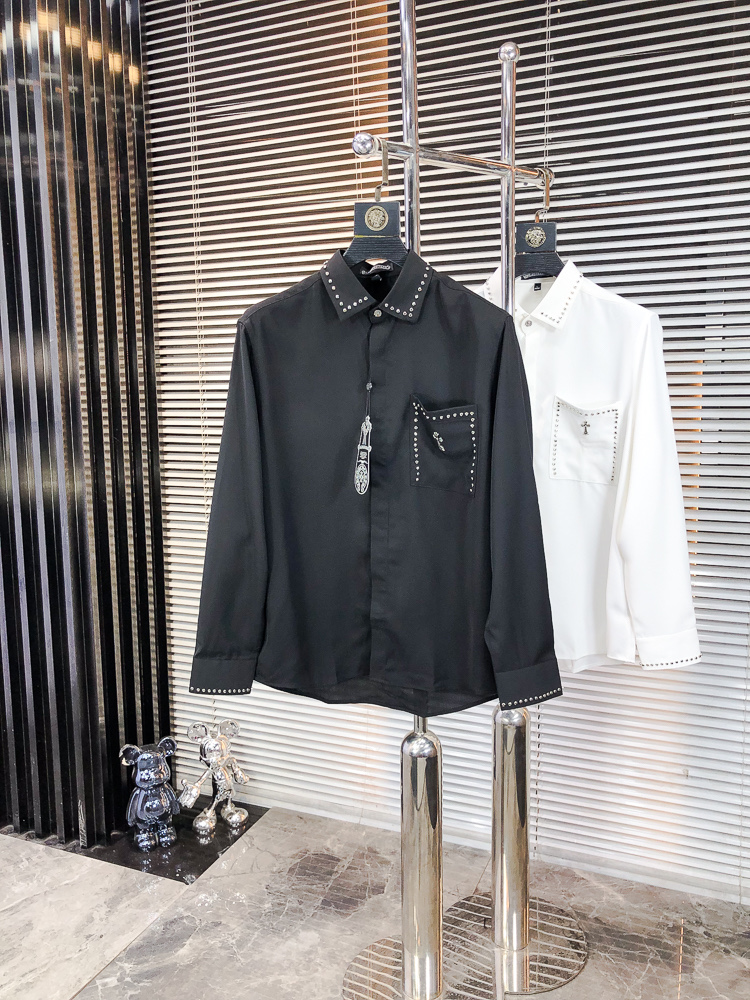 NO:681468,.Croxin is a new fashionable men's long-sleeved shirt for all seasons. It uses high-end top-grade fabrics and never pills. It is comfortable and refined, and has an excellent upper body effect. The original LOGO of the luxury brand fully reflects the temperament and taste of men. It is fashionable and elegant. It has aristocratic heritage. L Simple and delicate design. Perfect tailoring. Meticulous materials. Soft and comfortable feel. Gorgeous colors that highlight the atmosphere!  Counter size M-3XL.m wears 175/130 pounds,,chrome hearts,19860909.克罗心 四季款时尚新品男士长袖衬衣 同步采用高档顶级面料 绝不起球 舒适精致,上身效果极佳 奢华品牌原版LOGO搭配 充分体现男人的气质与品位 时尚优雅 贵族底蕴 L简洁细腻的设计 裁剪完美 用料一丝不苟 手感柔软舒适 华丽色彩 彰显大气！专柜尺码M-3XL.m穿175/130斤,,chrome hearts,,Men's clothing