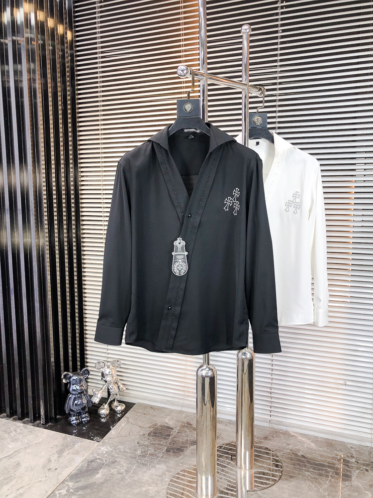 NO:681476,.Croxin is a new fashionable men's long-sleeved shirt for all seasons. It uses high-end top-grade fabrics and never pills. It is comfortable and refined, and has an excellent upper body effect. The original LOGO of the luxury brand fully reflects the temperament and taste of men. It is fashionable and elegant. It has aristocratic heritage. L Simple and delicate design. Perfect tailoring. Meticulous materials. Soft and comfortable feel. Gorgeous colors that highlight the atmosphere!  Counter size M-3XL.m wears 175/130 pounds,,chrome hearts,19860909.克罗心 四季款时尚新品男士长袖衬衣 同步采用高档顶级面料 绝不起球 舒适精致,上身效果极佳 奢华品牌原版LOGO搭配 充分体现男人的气质与品位 时尚优雅 贵族底蕴 L简洁细腻的设计 裁剪完美 用料一丝不苟 手感柔软舒适 华丽色彩 彰显大气！专柜尺码M-3XL.m穿175/130斤,,chrome hearts,,Men's clothing