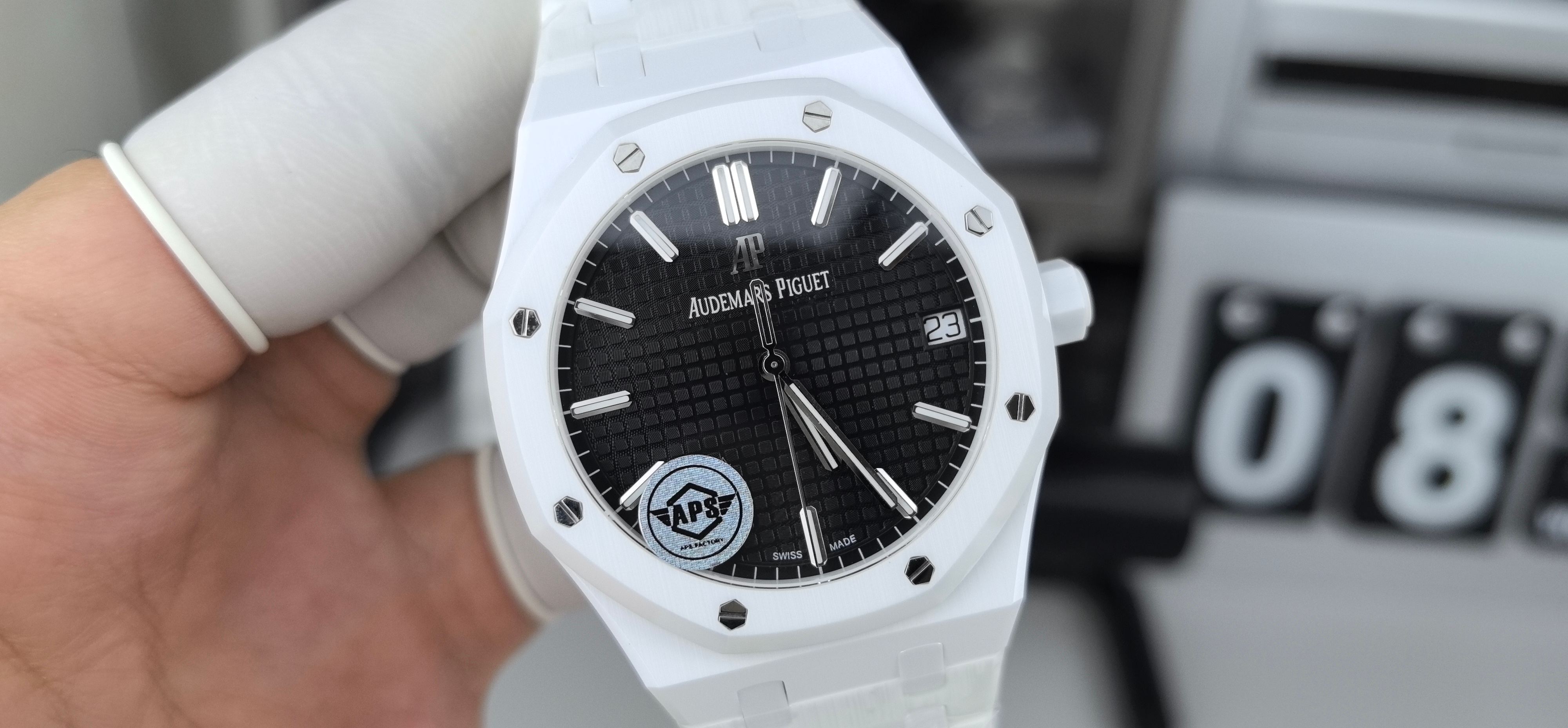 NO:389356,AS15500 white ceramic black surface,19860909AS15500白陶瓷黑面,,Watch