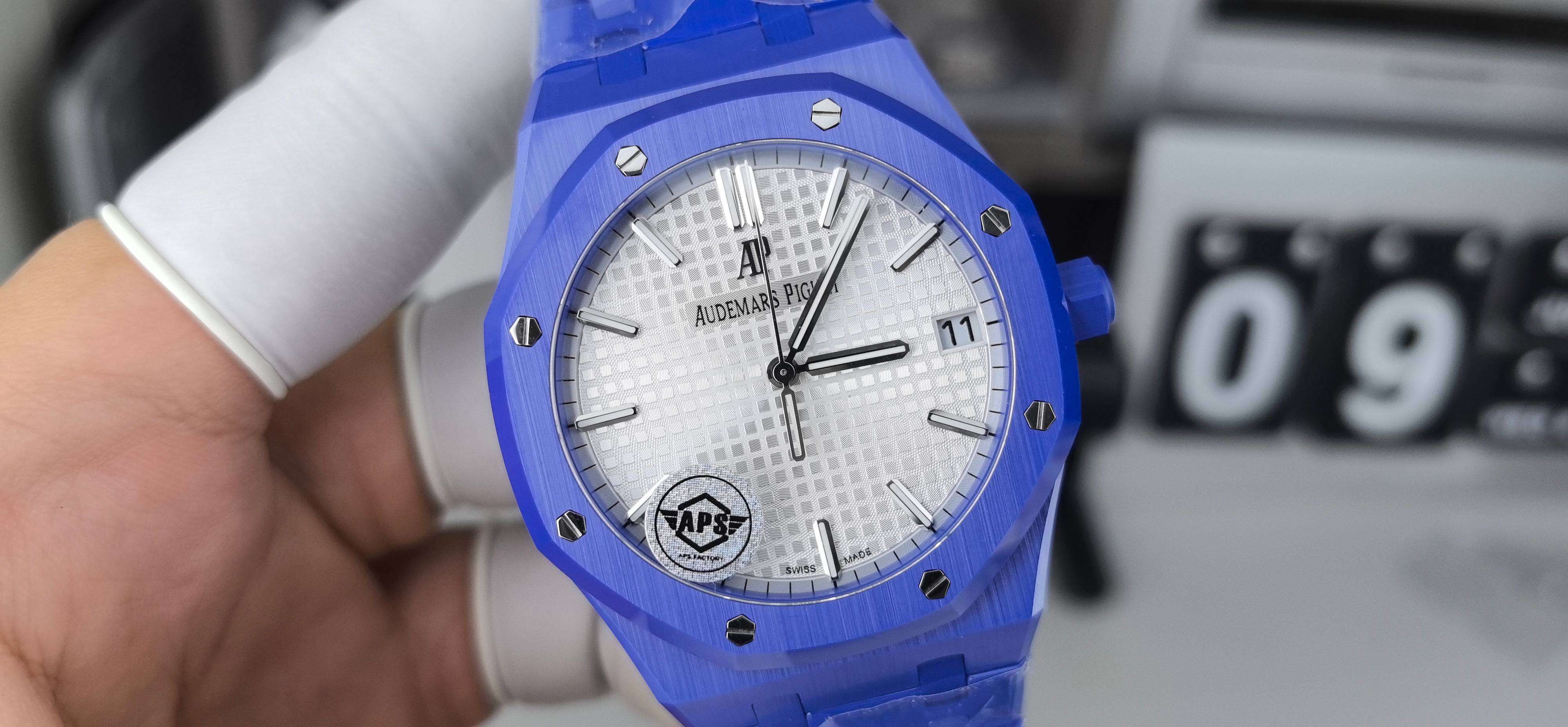 NO:389385,AS15500 blue ceramic white surface,19860909AS15500蓝陶瓷白面,,Watch