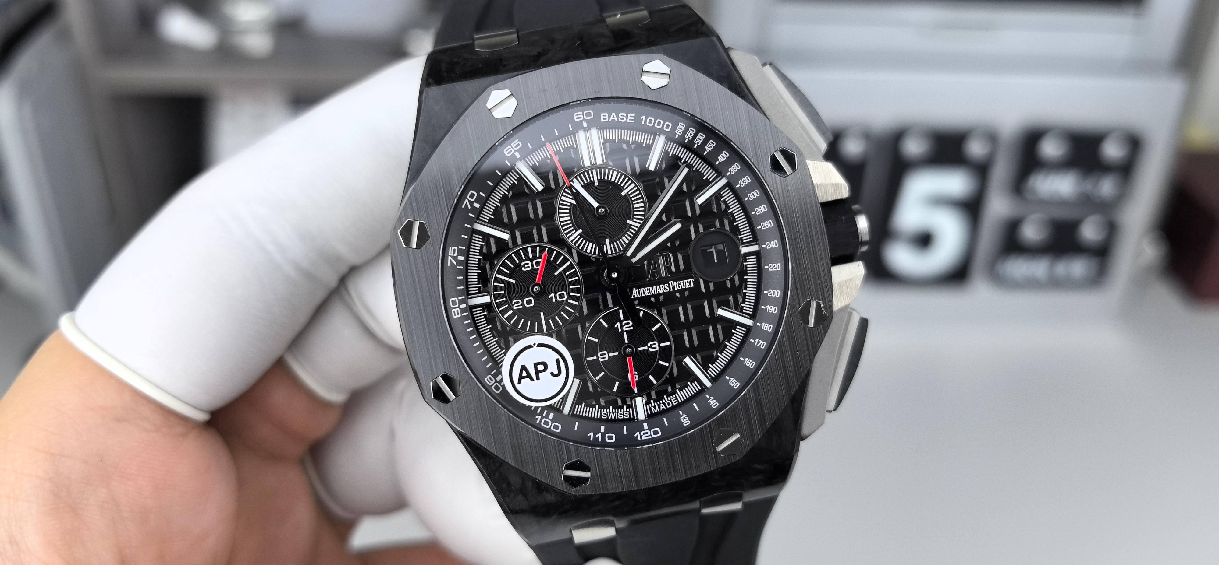 NO:389449,AJ26400 carbon fiber ceramic black red needle,19860909AJ26400碳纤维陶瓷黑面红针,,Watch