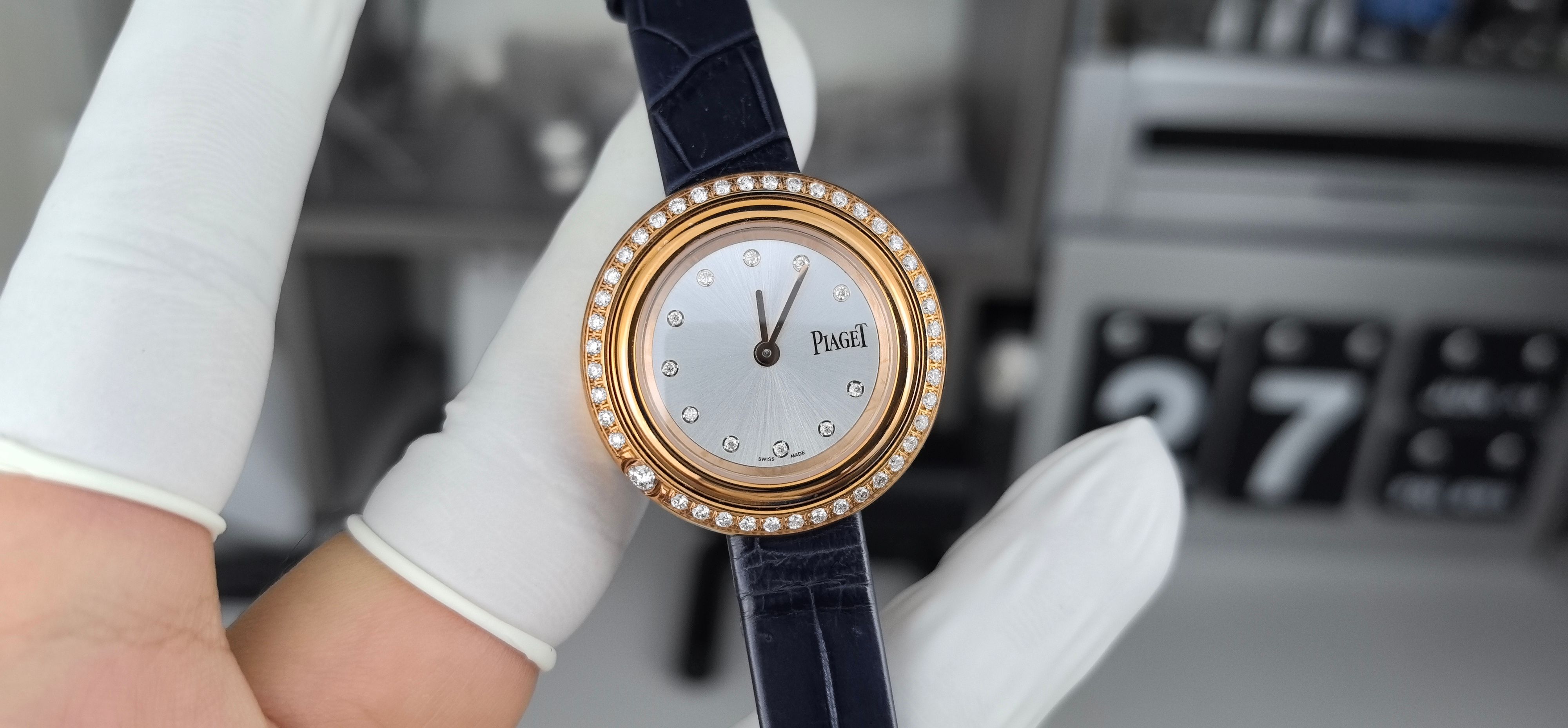 NO:389778,J Rose Gold External Diamond Earl comes to operate silver-faced blue-skinned skin, Piaget19860909J玫金外钻伯爵时来运转银面蓝皮,,piaget,Watch