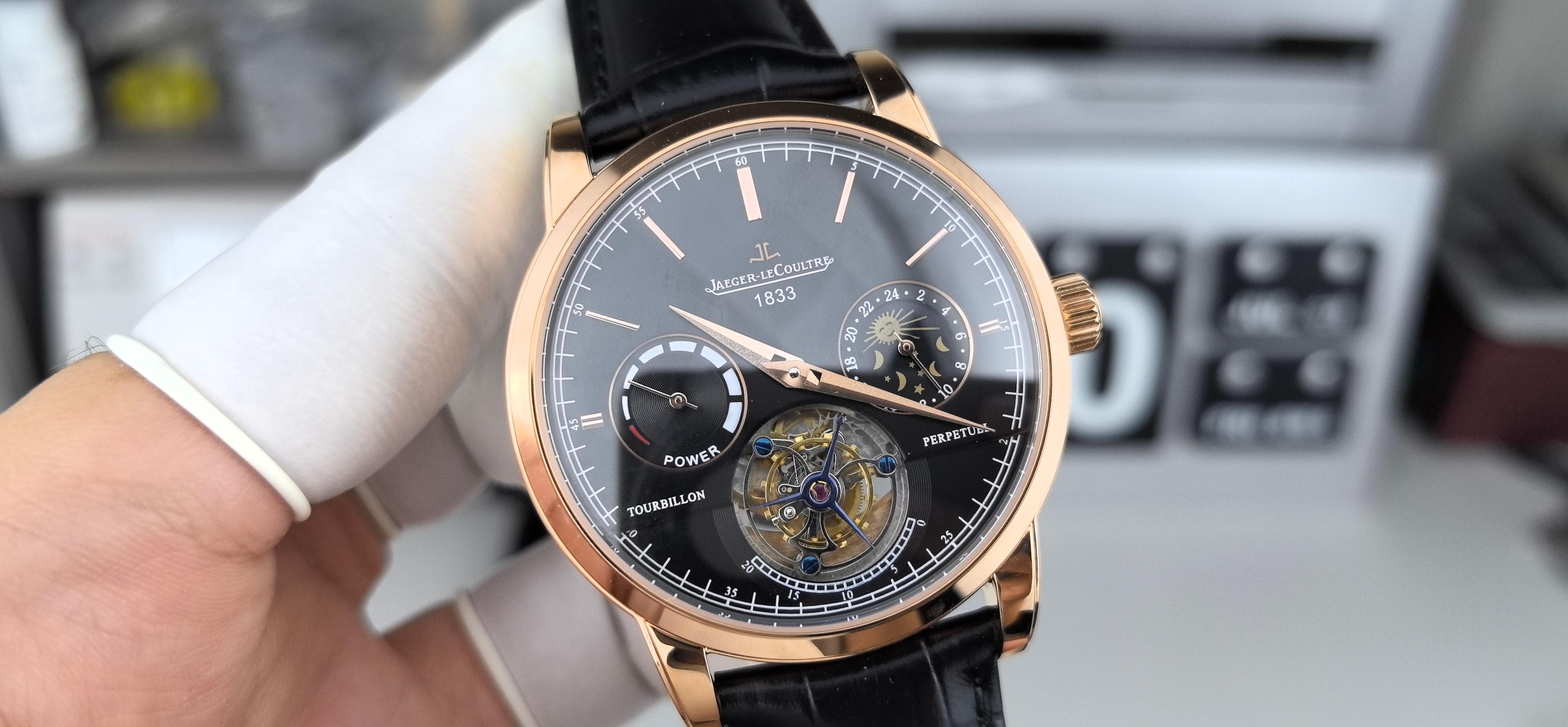 NO:389833,TW Jaeger-Lecoultre Sun-Phase Tourbillon Black Face Belt, jaeger-lecoultre19860909TW积家动存日相陀飞轮黑面皮带,,jaeger-lecoultre,Watch