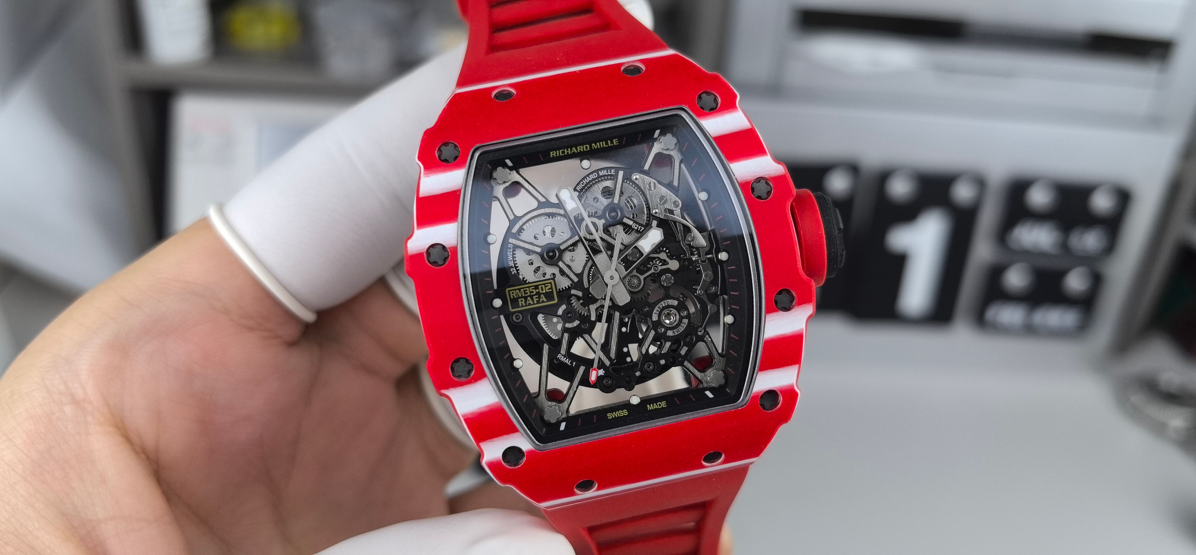 NO:389871,R7 Richard 35-02 Devil Red Double Clockwork Linkage,19860909R7理查德35-02魔鬼红双发条联动,,Watch