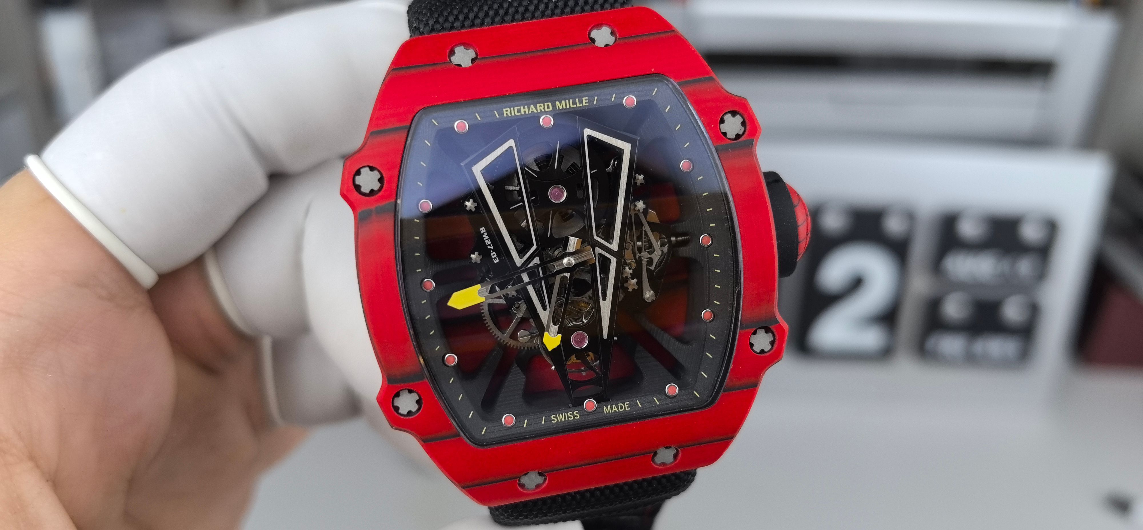 NO:384359,YS Richard RM27-03 Ivory Case Devil Red Tourbillon 55g,19860909YS理查德RM27-03象牙壳魔鬼红陀飞轮55克,,Watch
