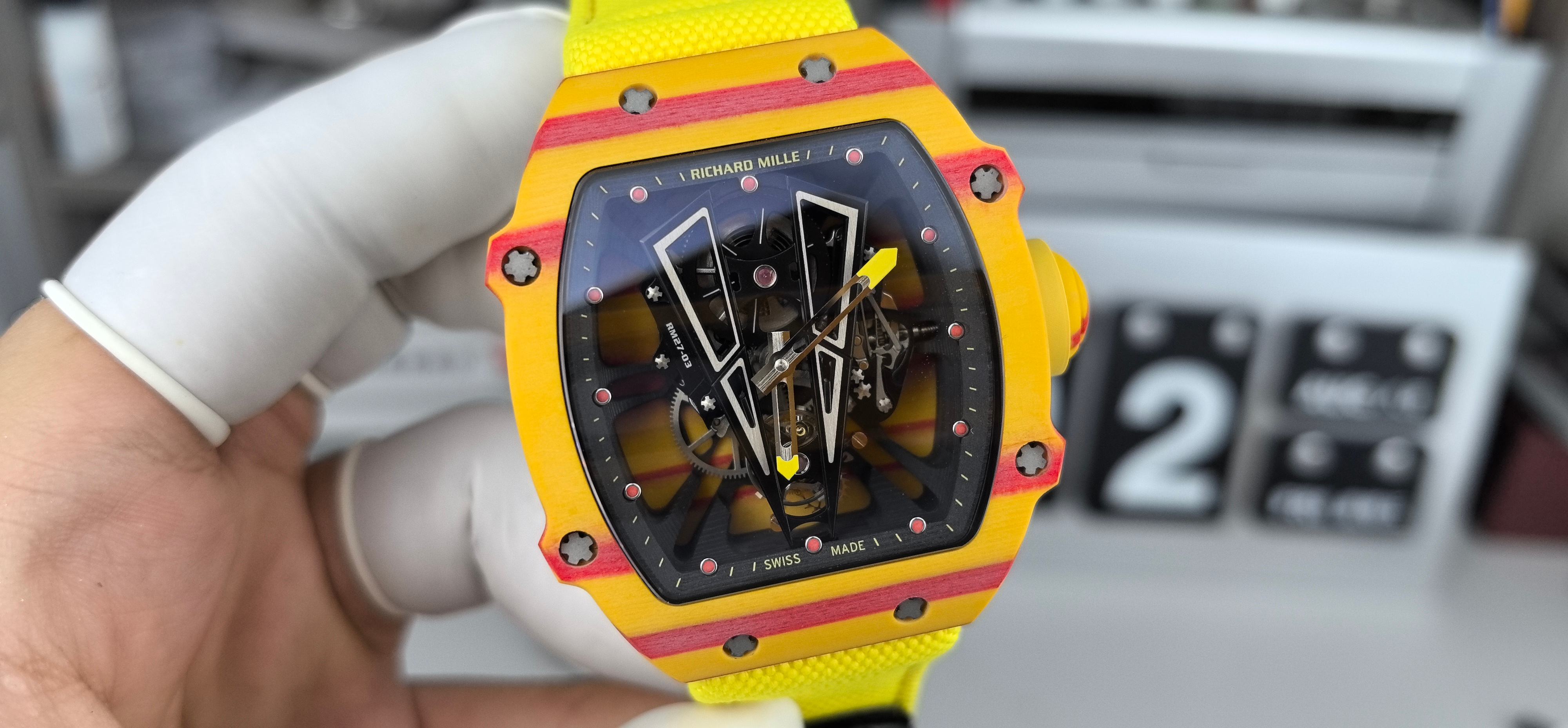 NO:384300,YS Richard RM27-03 Ivory Case Red Orange Tourbillon 55g,19860909YS理查德RM27-03象牙壳红橙陀飞轮55克,,Watch