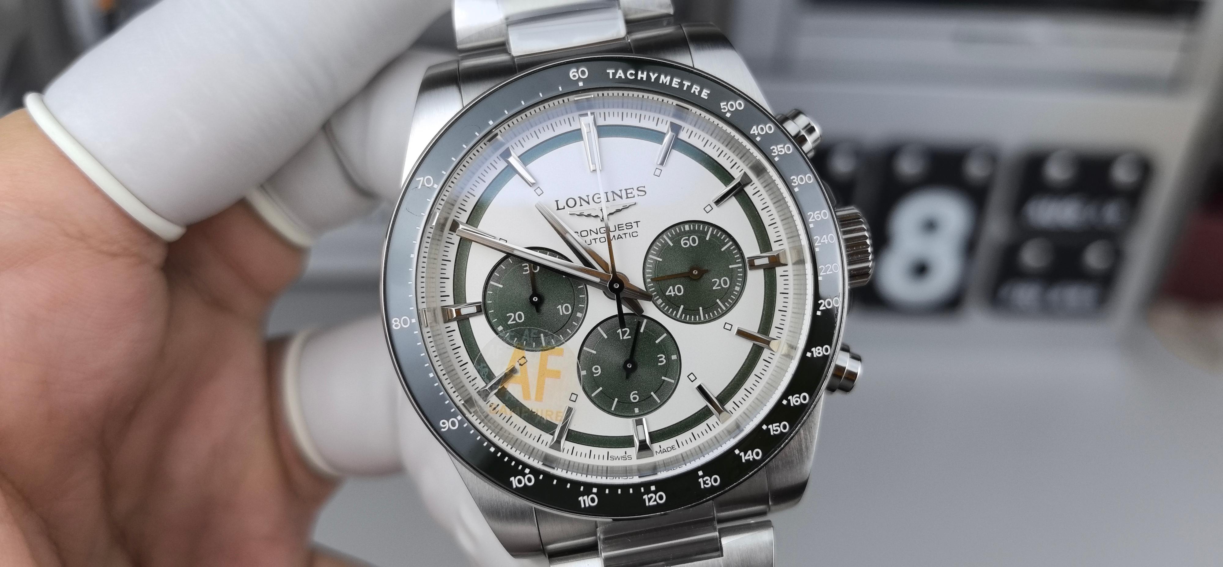 NO:384426,AF43 timed Concas green steel belt,19860909AF43计时康卡斯绿面钢带,,Watch