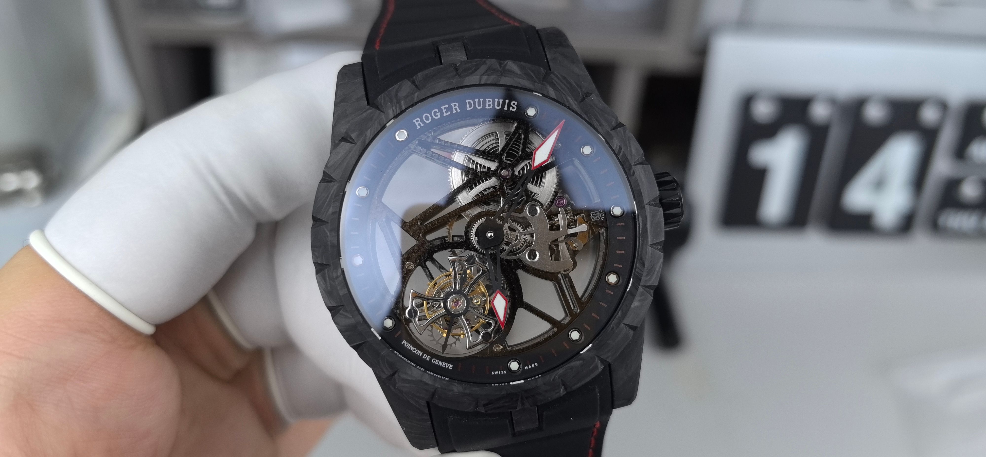 NO:384516,YS Roger Dupittall Black Charcoal,19860909YS罗杰杜彼陀飞轮黑炭,,Watch