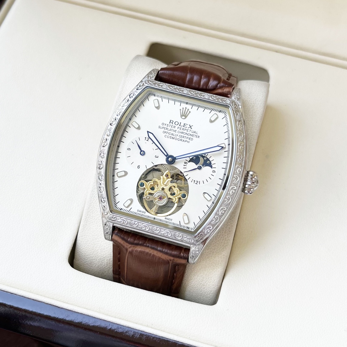 NO:394206,Unified. [Exquisite creation, elegant and chic] Rolex-ROLEX men's watch, fully automatic mechanical movement, mineral reinforced glass, 316L stainless steel case, leather strap, brand new hollow business and leisure, dimensions: diameter 42mm, thickness 12mm,,rolex19860909统一.【精致打造 优雅别致】劳力士-ROLEX 男士腕表 全自动机械机芯 矿物强化玻璃 316L精钢表壳 真皮表带 全新镂空 商务休闲 尺寸:直径42mm 厚度12mm,,rolex,Watch