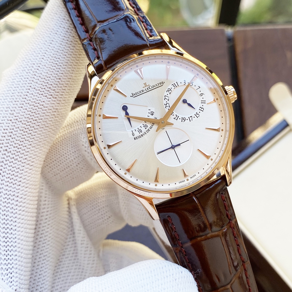 Classic White Shell Rose Gold Steel Belt Men’s Wristwatch: Simply Designed Hot Seller - 图片 4