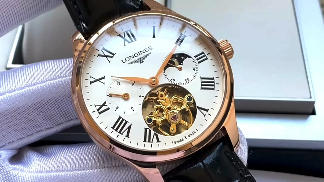 Longines Zegarek Mężczyźni Prawdziwa skóra Fashion Casual Automatic Mechanical Movement Pasek skórzany