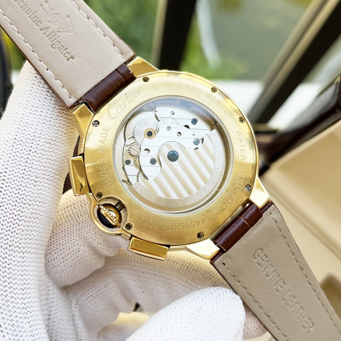 Cartier 白壳 玫瑰金 【典雅气质 】卡地亚-Cartier 男士腕表 全自动机械机芯 矿物强化玻璃 316L精钢表壳 真皮表带 休闲 商务 尺寸:径44mm 厚度12mm