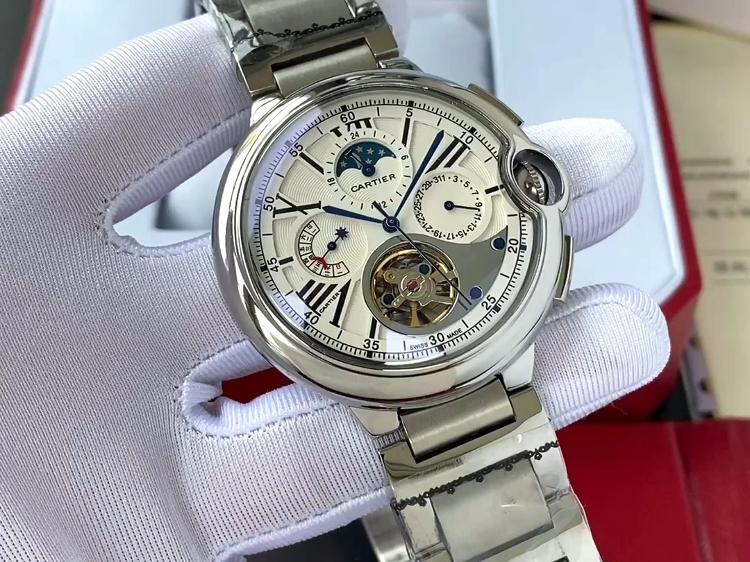 Cartier 百搭 卡地亚-Cartier 男士腕表 全自动机械机芯 矿物强化玻璃 316L精钢表壳 精钢表带 简洁 商务休闲 尺寸:直径44mm 厚度12mm