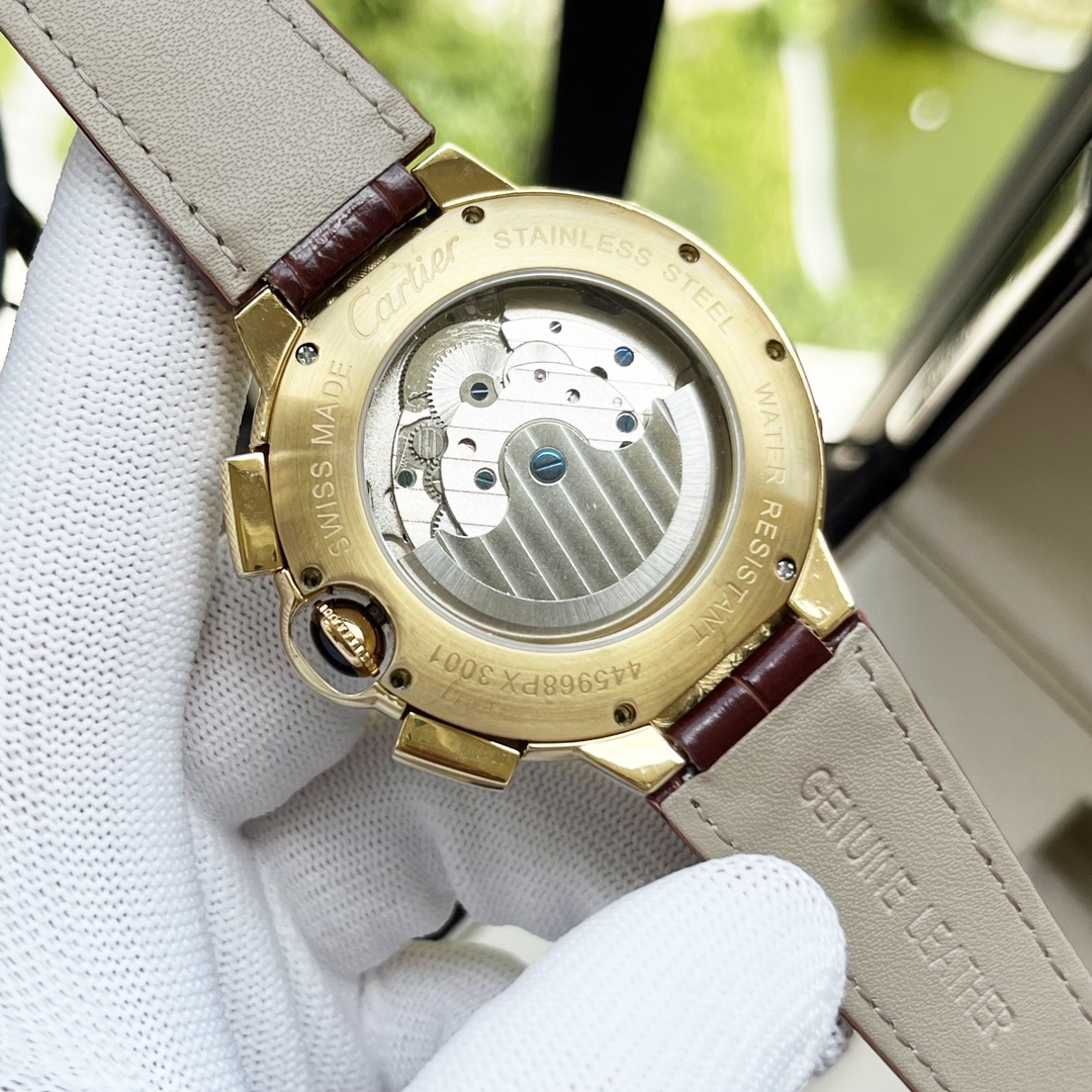 Cartier 白壳670 玫金壳690 【全新风格 】卡地亚-Cartier 男士腕表 全自动机械机芯 矿物强化玻璃 316L精钢表壳 真皮表带 休闲 商务 尺寸:径44mm 厚度12mm