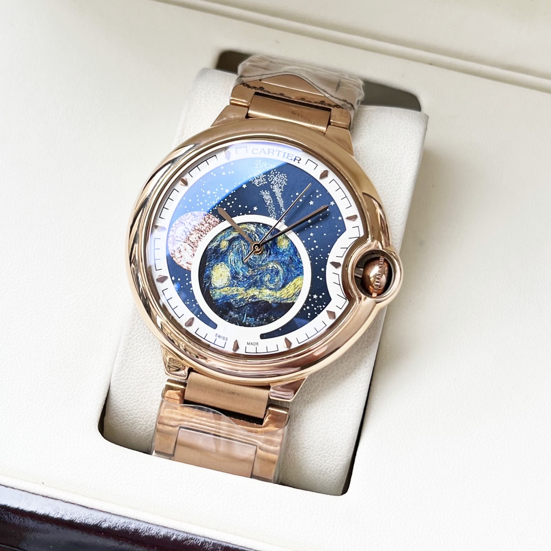 Cartier 白壳5 玫金壳 钢带+30 【全新风格 】卡地亚-Cartier 男士腕表 全自动机械机芯 矿物强化玻璃 316L精钢表壳 真皮/精钢表带 休闲 商务 尺寸:径44mm 厚度12mm