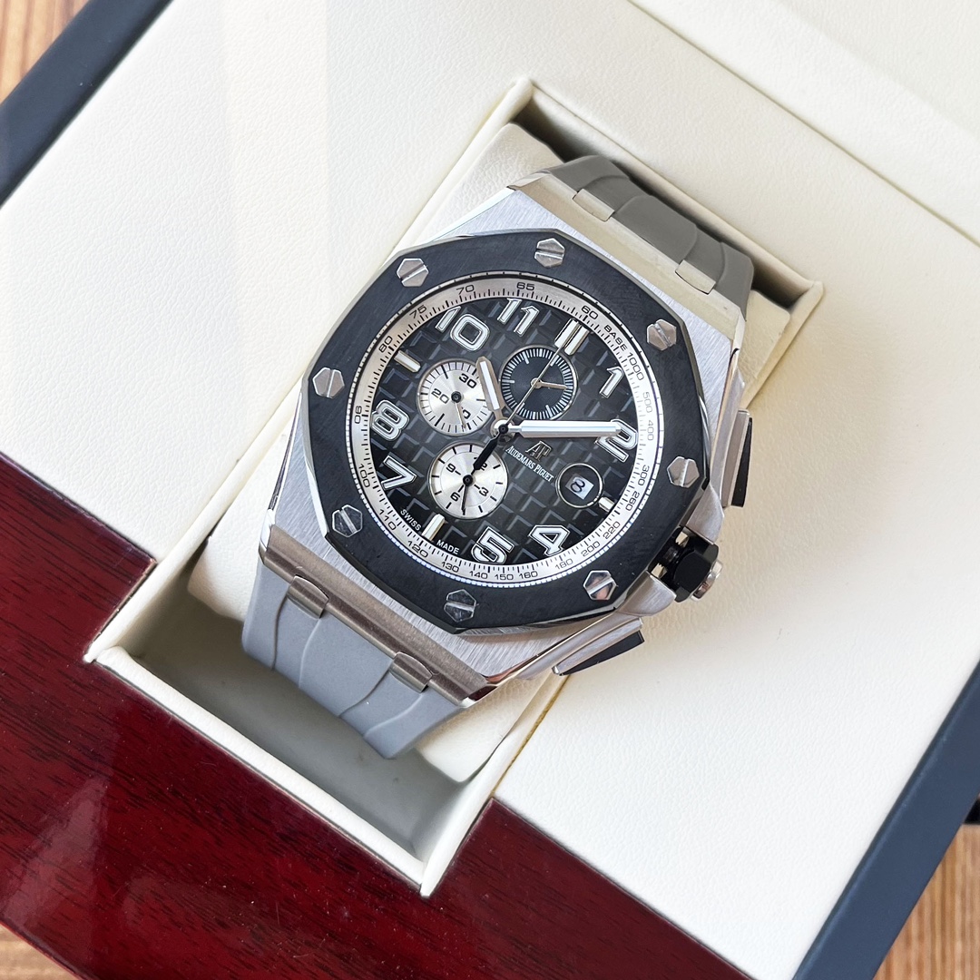 NO:394250,White shell, rose gold. [Elegant and exquisite, classic and domineering] Audemars Piguet-AP Men's watch Fully automatic mechanical movement Mineral reinforced glass 316L stainless steel case Leather strap Fashionable and casual Prestige Size: Diameter 44mm Thickness 15mm, Audemars19860909白壳,玫瑰金.【典雅精致 经典霸气】爱彼-AP 男士腕表 全自动机械机芯 矿物强化玻璃 316L精钢表壳 真皮表带 时尚休闲 尊贵大方 尺寸:直径44mm 厚度15mm,,audemars,Watch