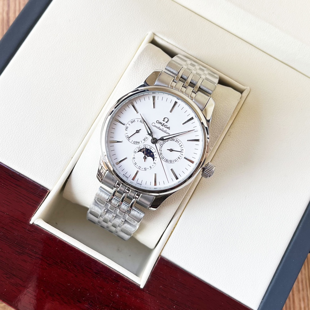 NO:393753,White shell, rose gold, steel belt. Haima upgraded multi-function model adopts multi-function 3836 movement, guaranteed quality, exquisite brushing technology on the side of the shell, has been imitated, accurate picture movement [new upgrade, elegant hot sale] Omega-Omega Men's watch Fully automatic mechanical movement Mineral reinforced glass 316L stainless steel case Steel strap Fashion design Business and casual Size diameter 40mm Thickness 12mm Excellent production,,omega19860909白壳,玫瑰金,钢带. 海马升级多功能款 采用多功能3836机芯 品质有保证 壳身侧边选用精致拉丝工艺 一直被模仿 认准图片机芯【全新升级 优雅热卖】欧米茄-Omega 男士腕表 全自动机械机芯 矿物强化玻璃 316L精钢表壳 精钢表带 时尚设计 商务休闲 尺寸直径40mm 厚度12mm 卓越出品,,omega,Watch