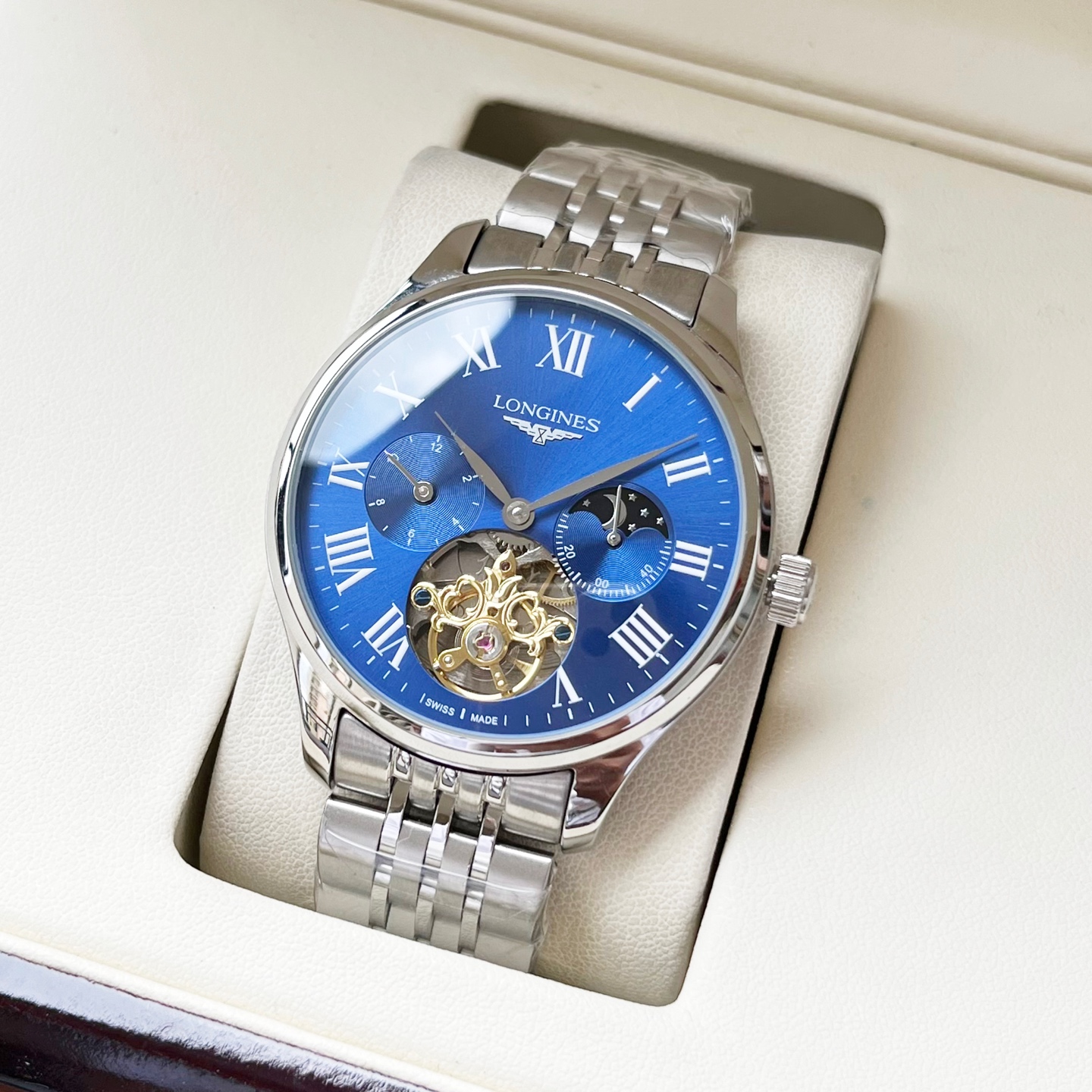 NO:394327,White shell, rose gold. [Fashion style, elegant temperament] Longines - Longines Men's watch Fully automatic mechanical movement Mineral reinforced glass 316L stainless steel case Steel strap Simple design Business and leisure Size: Diameter 42mm Thickness 12mm, Longines19860909白壳,玫瑰金.【时尚风格 优雅气质】浪琴-Longines 男士腕表 全自动机械机芯 矿物强化玻璃 316L精钢表壳 精钢表带 简约设计 商务休闲 尺寸:直径42mm 厚度12mm,,longines,Watch