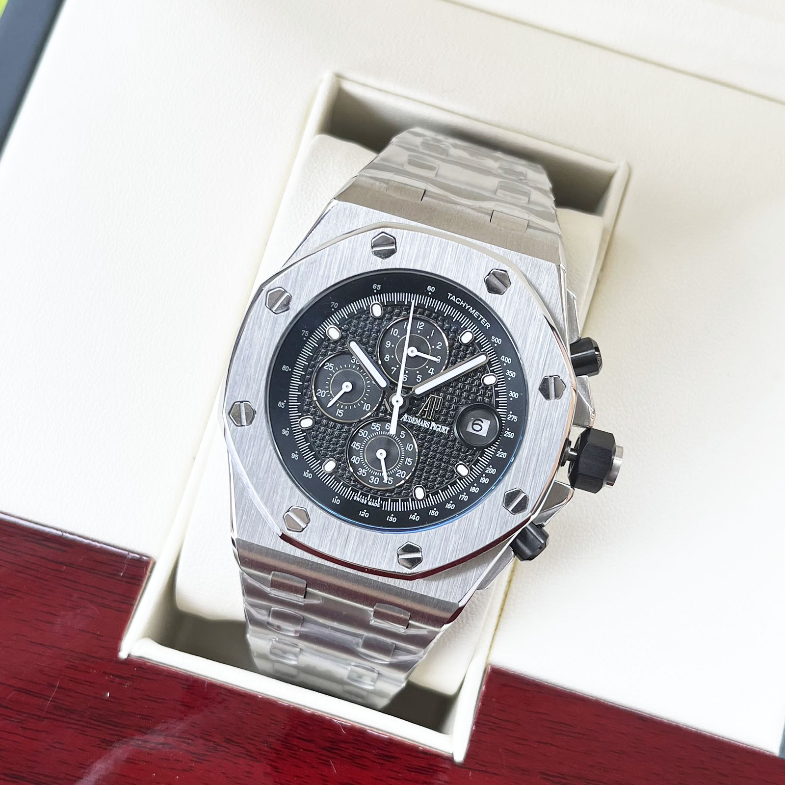 NO:394028,White shell, rose gold. [Elegant and exquisite, classic and domineering] Audemars Piguet-AP Men's watch Fully automatic mechanical movement Mineral reinforced glass 316L stainless steel case Steel strap Fashion and casual Prestige and generous Size: Diameter 44mm Thickness 15mm,,audemars19860909白壳,玫瑰金.【优雅精致 经典霸气】爱彼-AP 男士腕表 全自动机械机芯 矿物强化玻璃 316L精钢表壳 精钢表带 时尚休闲 尊贵大方 尺寸:直径44mm 厚度15mm,,audemars,Watch