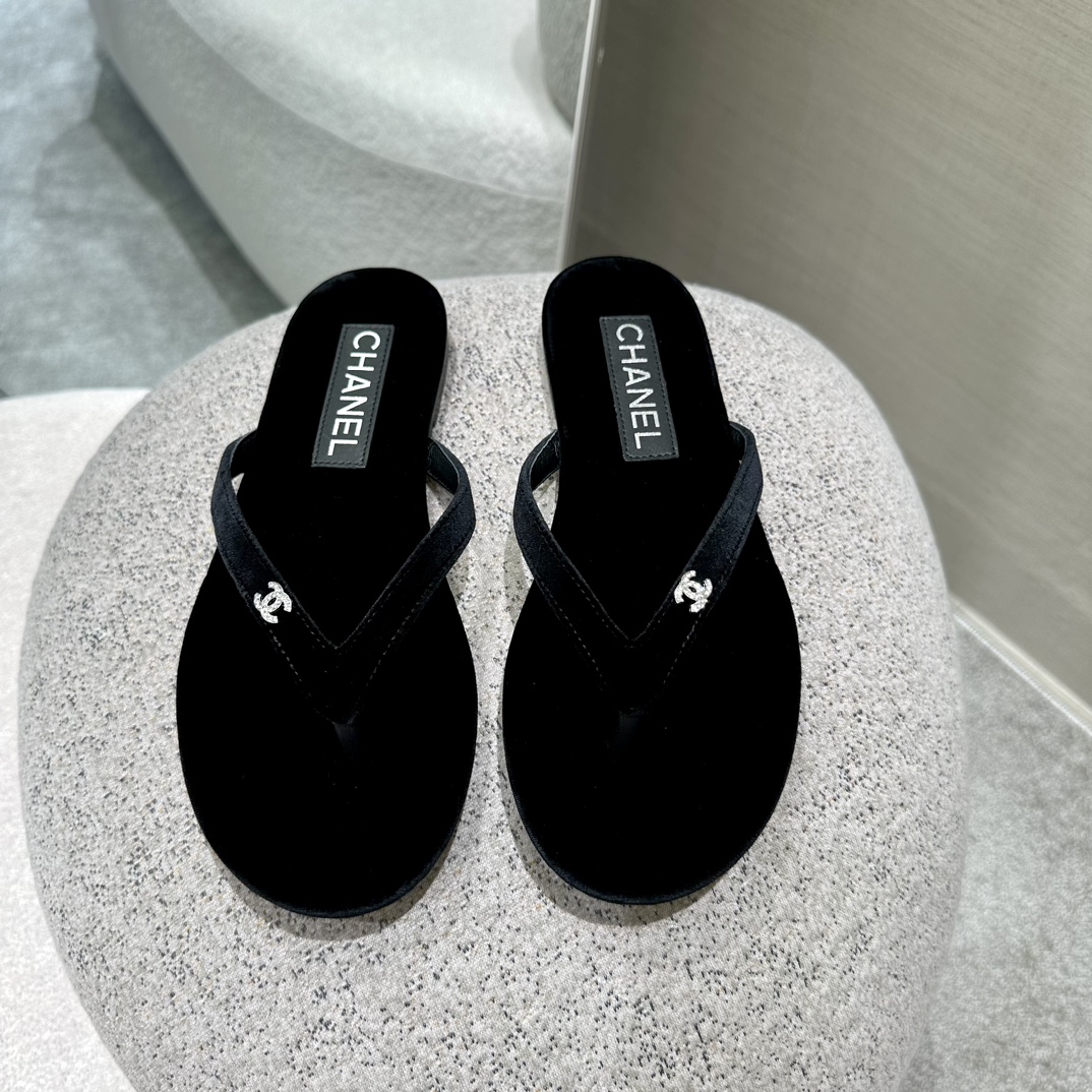 Chanel Schuhe Flip Flops Schwarz Frühling/Sommer Kollektion