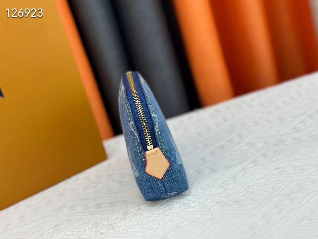 P175 Pochette Cosmétique - モダンなデニム化粧ポーチ