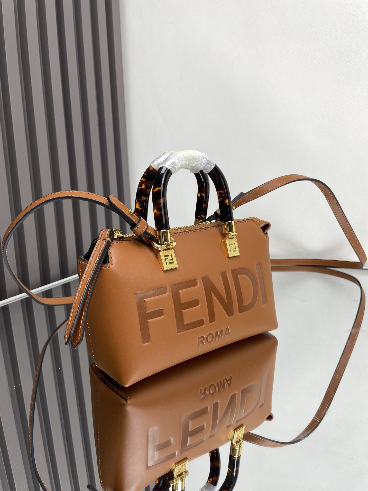 Fendi Mini By The Way Brown Leather Top Handle Crossbody Bag 3 i1712377776 5567 0