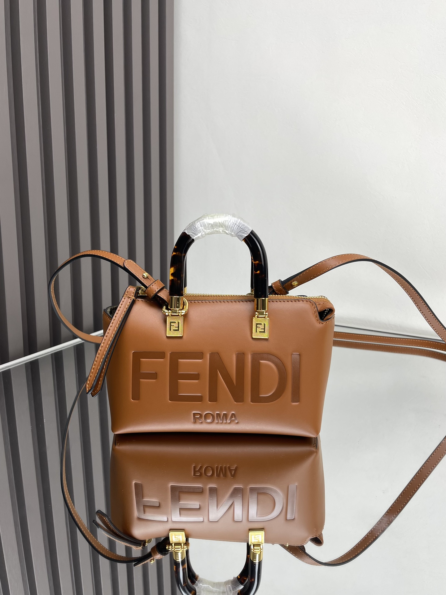 Fendi Mini By The Way Brown Leather Top Handle Crossbody Bag 2 i1712377776 6449 0