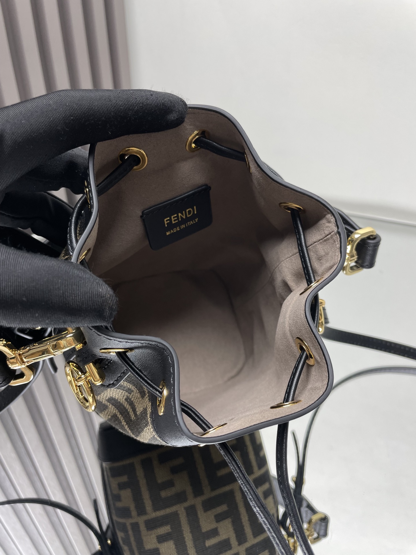 Fendi Mon Tresor Mini Bucket Bag with FF Motif Embroidery and Transparent Sequins 9 i1712413488 285 1