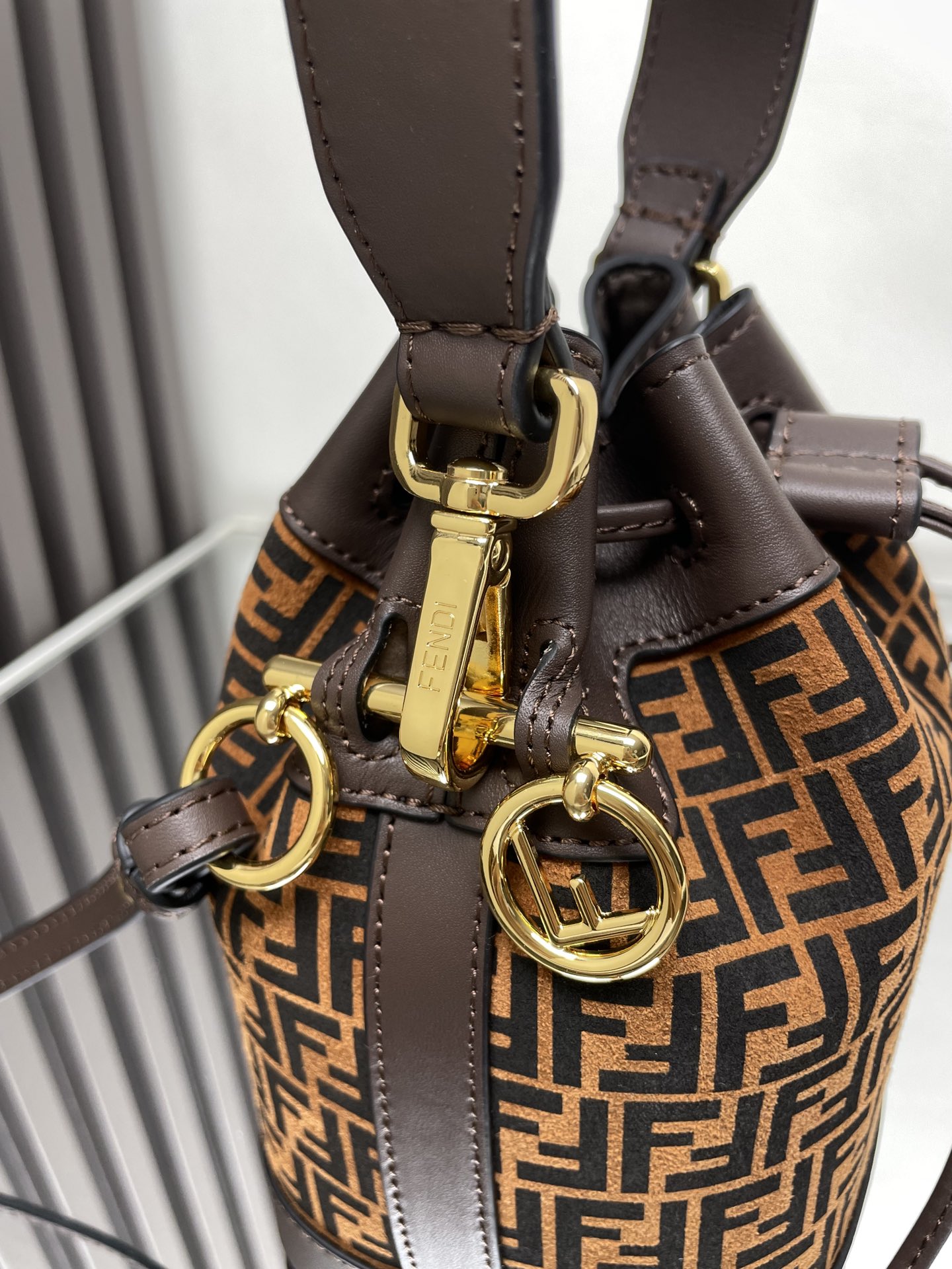 Fendi Mon Tresor Mini Bucket Bag with FF Suede – Iconic Design, Compact Size 4 i1712413805 2933 4