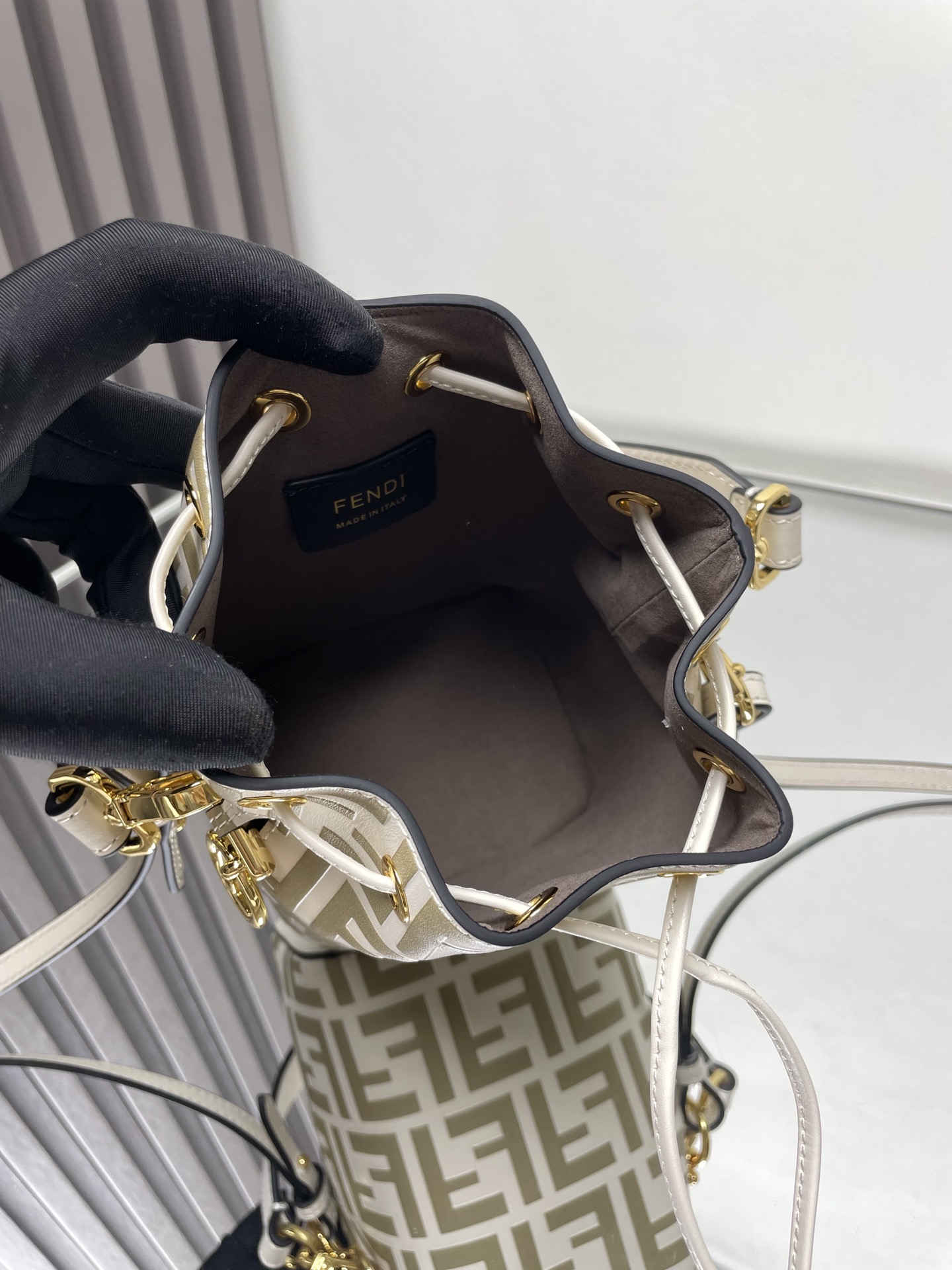 Fendi Mon Trésor Mini Bucket Bag with FF Motif - Caramel Leather 9 i1712441477 463 6
