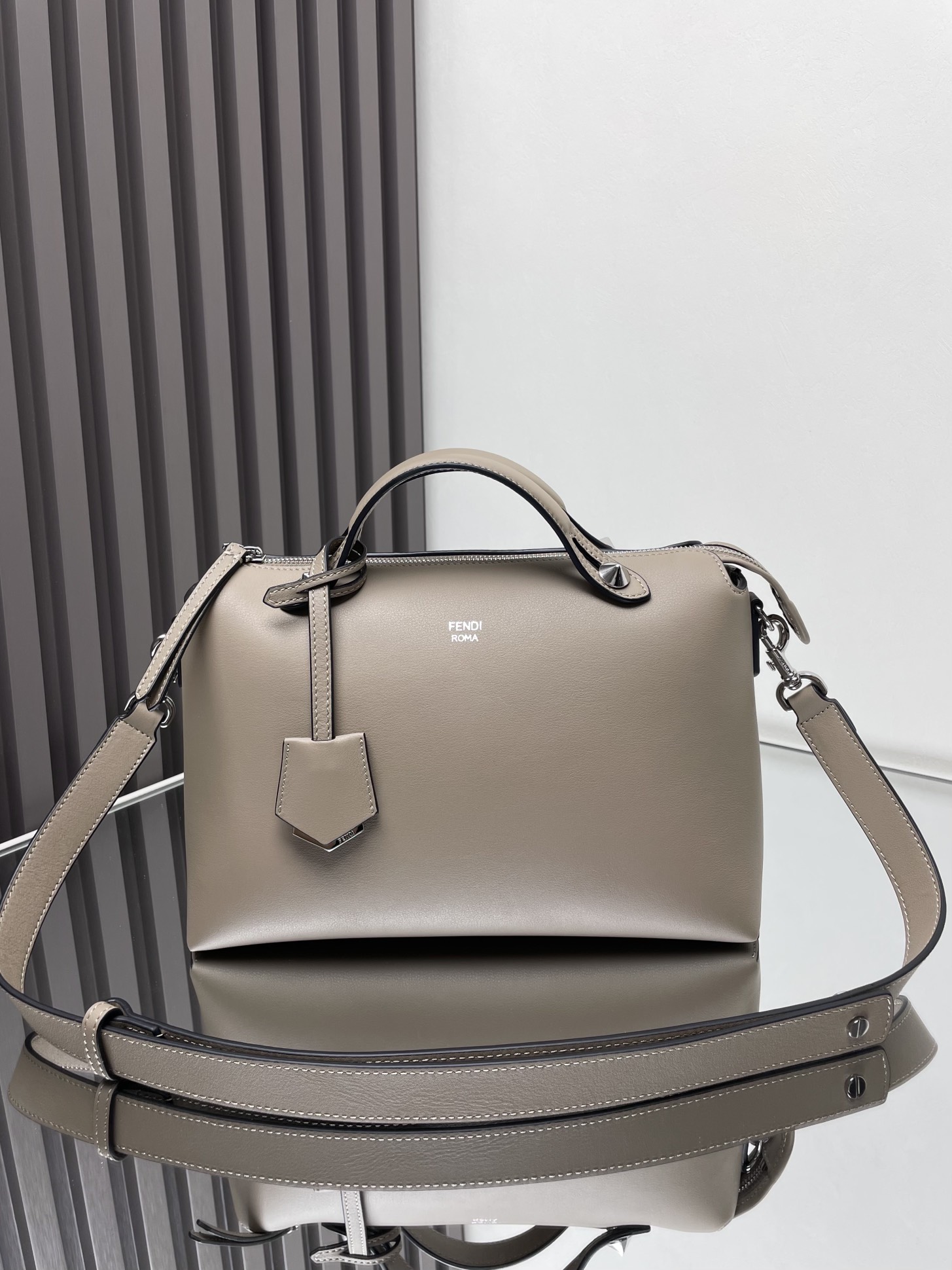 Fendi By The Way Boston Bag - Taupe Leather Satchel with Adjustable Strap 2 i1715350993 1007 0