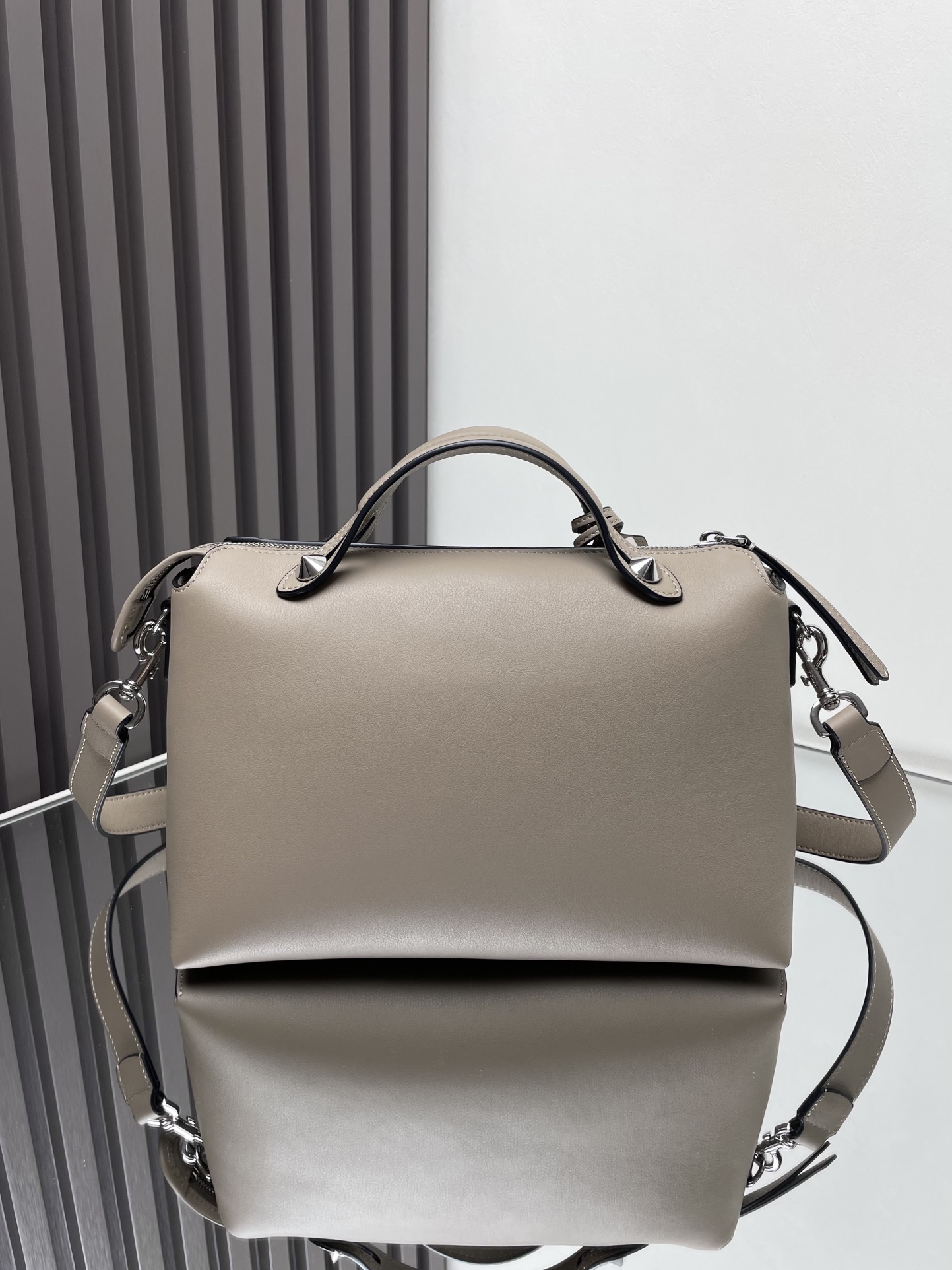 Fendi By The Way Boston Bag - Taupe Leather Satchel with Adjustable Strap 5 i1715350993 7454 1