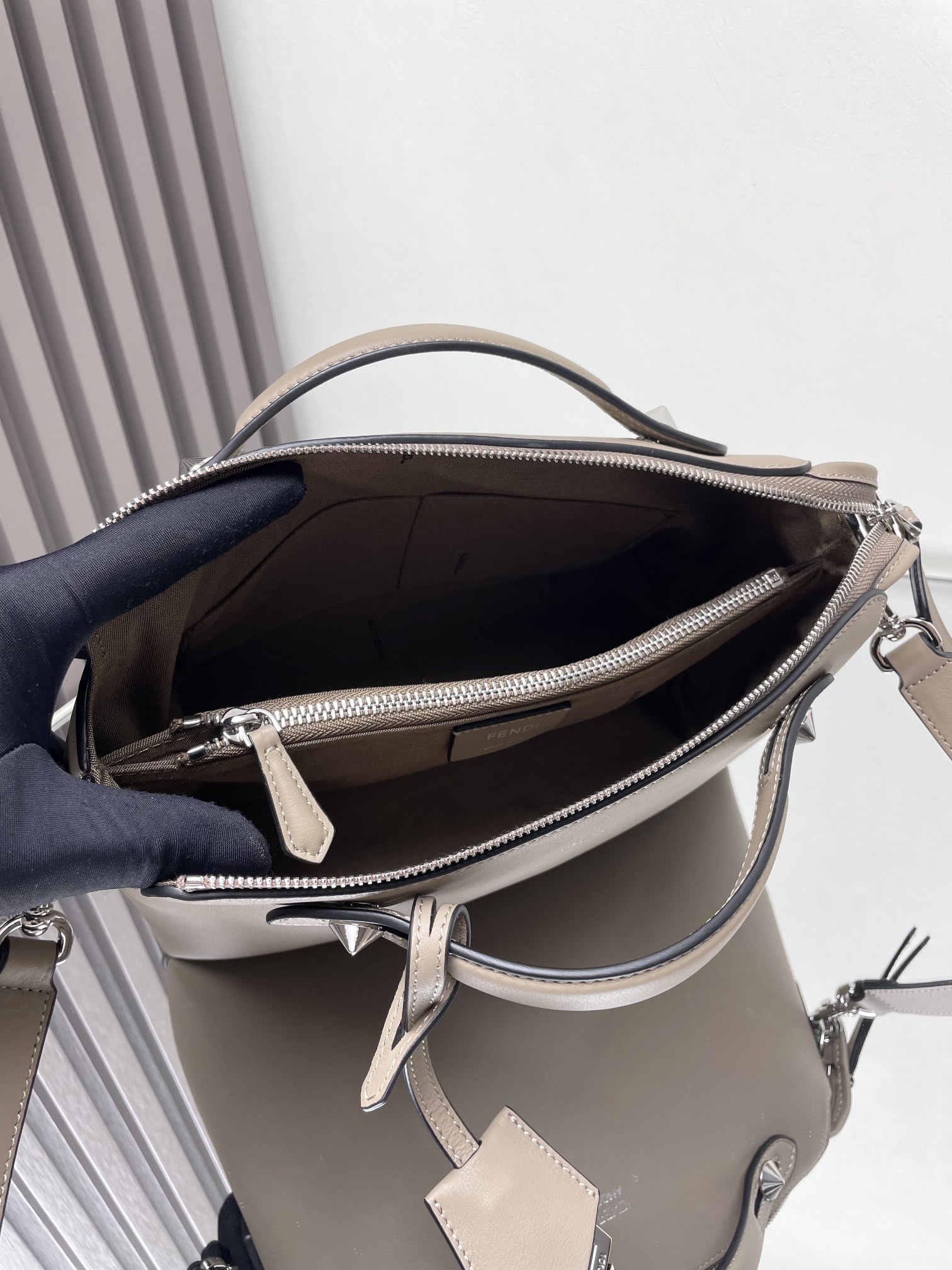 Fendi By The Way Boston Bag - Taupe Leather Satchel with Adjustable Strap 9 i1715350993 8478 7