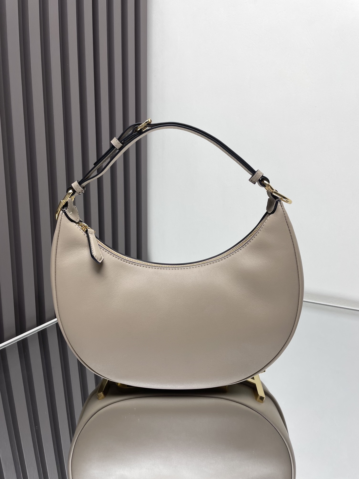 Fendi Praphy Medium Dove Gray Crescent Hobo Bag - Stylish Shoulder Bag 1 i1716644220 9358 8