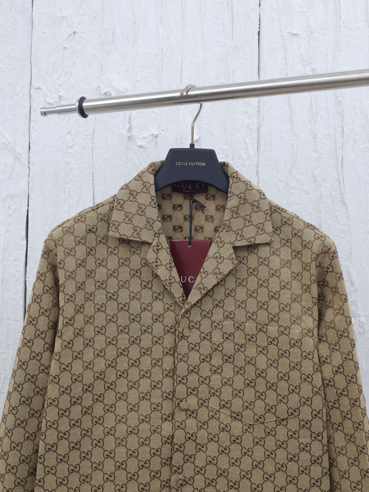 Gucci Gucci*/古驰25新款提花西装领长袖衬衫