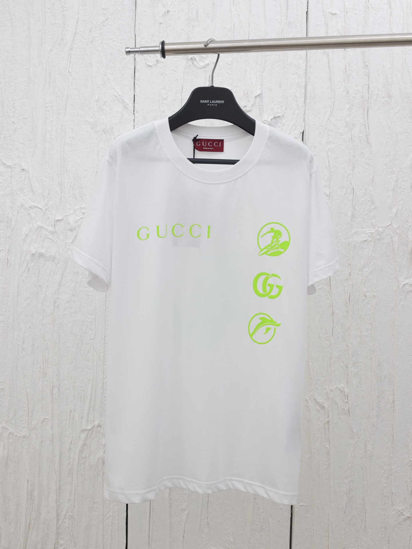 Gucci*/Gucci 25ss nueva camiseta de manga corta con estampado de surf, con logotipo Gu*ci en la parte delantera y estam…