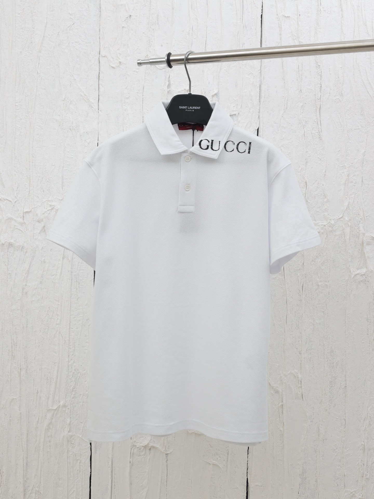 Gucc*/Gucci SS25 nueva polo de cuello con logotipo para hombre, algodón personalizado mercerizado con acabado perlado, …