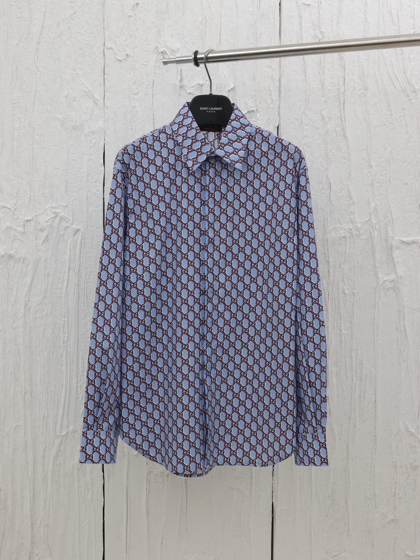 Gucc*/Gucci 25SS nueva camisa jacquard de algodón con estampado completo, explorando una combinación de colores atracti…