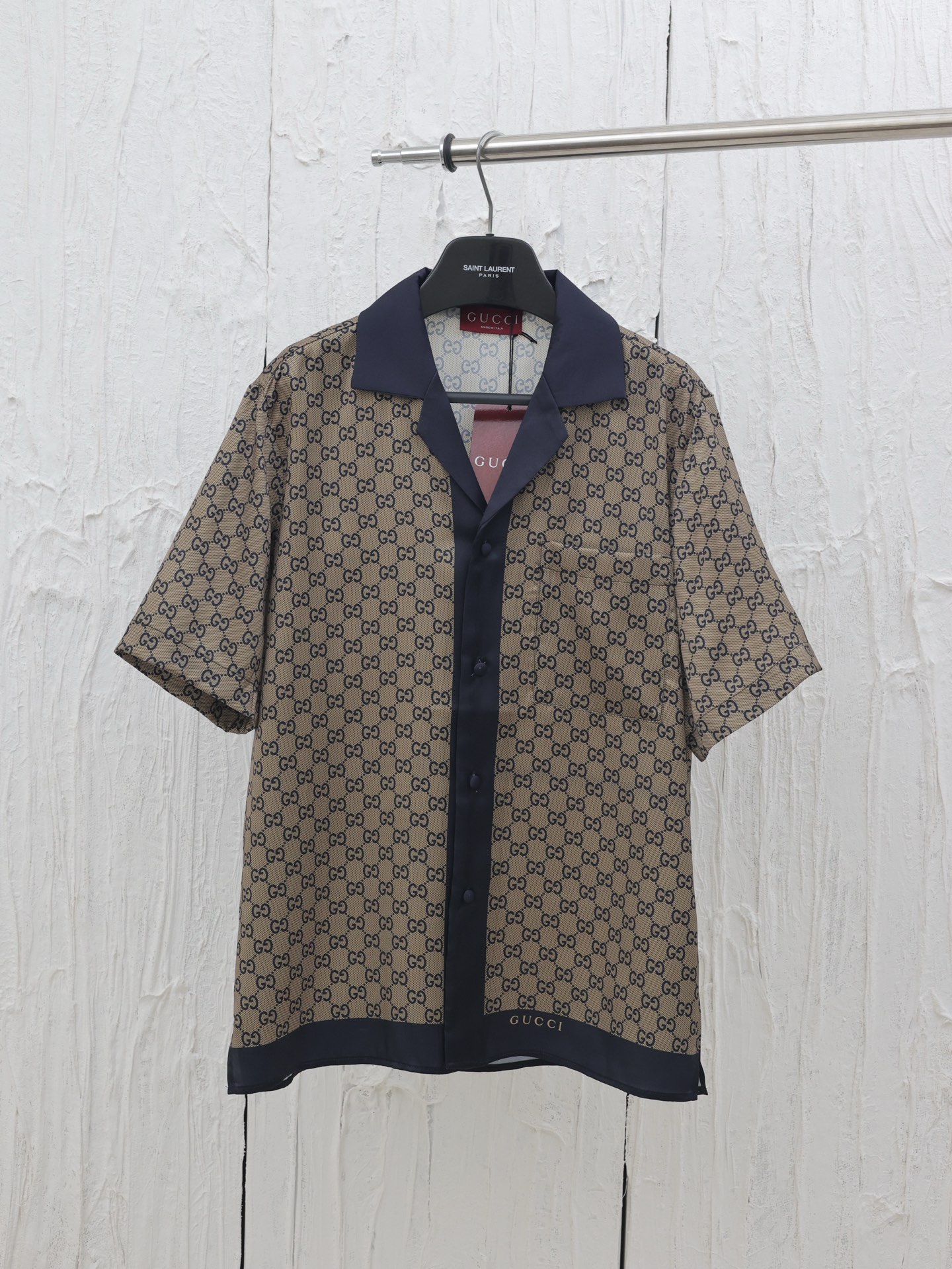 Gucc*/Gucci 25 nueva colección conjunto de camisa de manga corta con estampado completo de letras, con tela suave y lis…