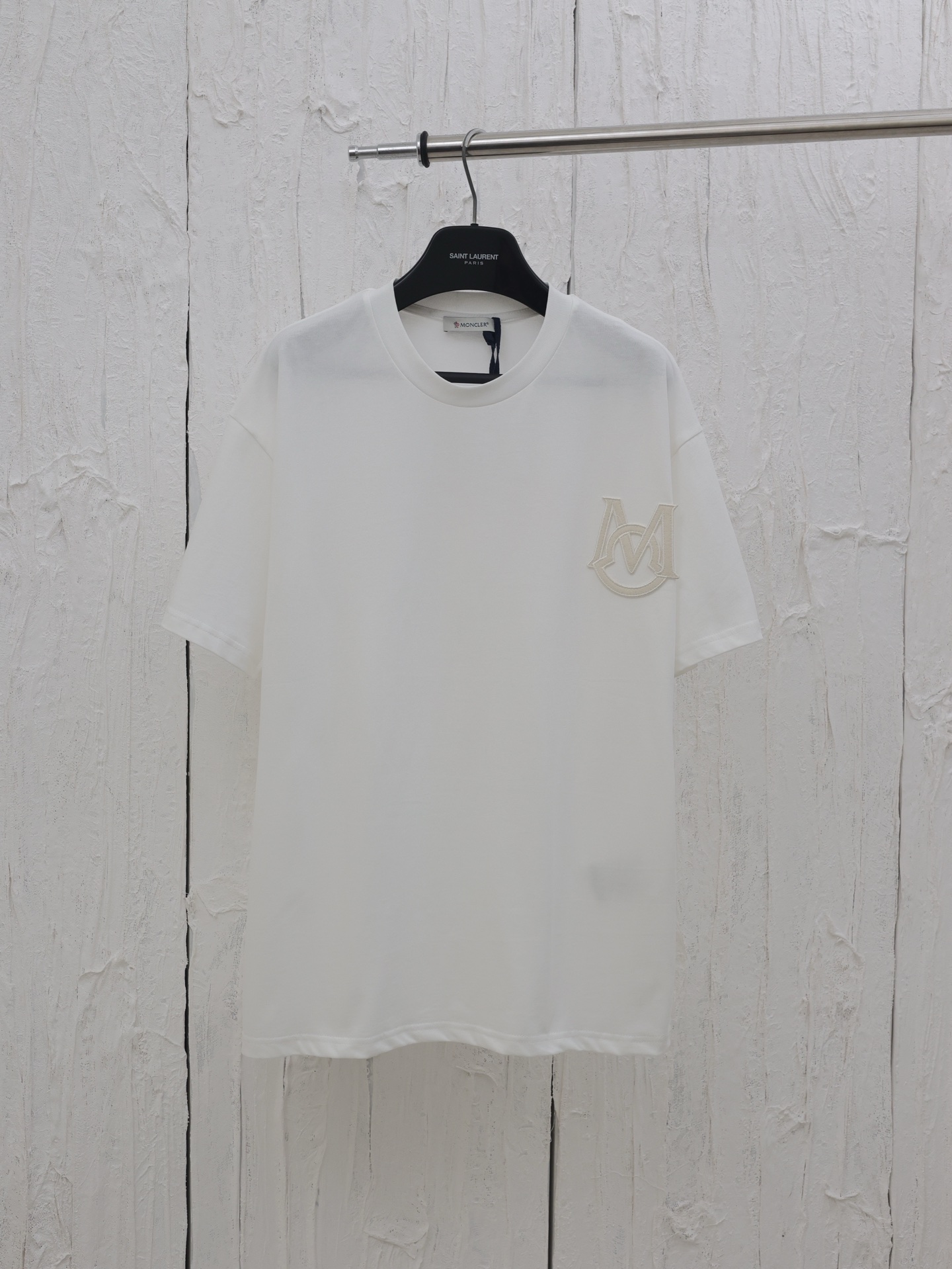 Moner*/蒙口 25ss Camiseta de manga corta con bordado de letra M y orejas de gato, tela de algodón puro de 280g, 32 hilos …