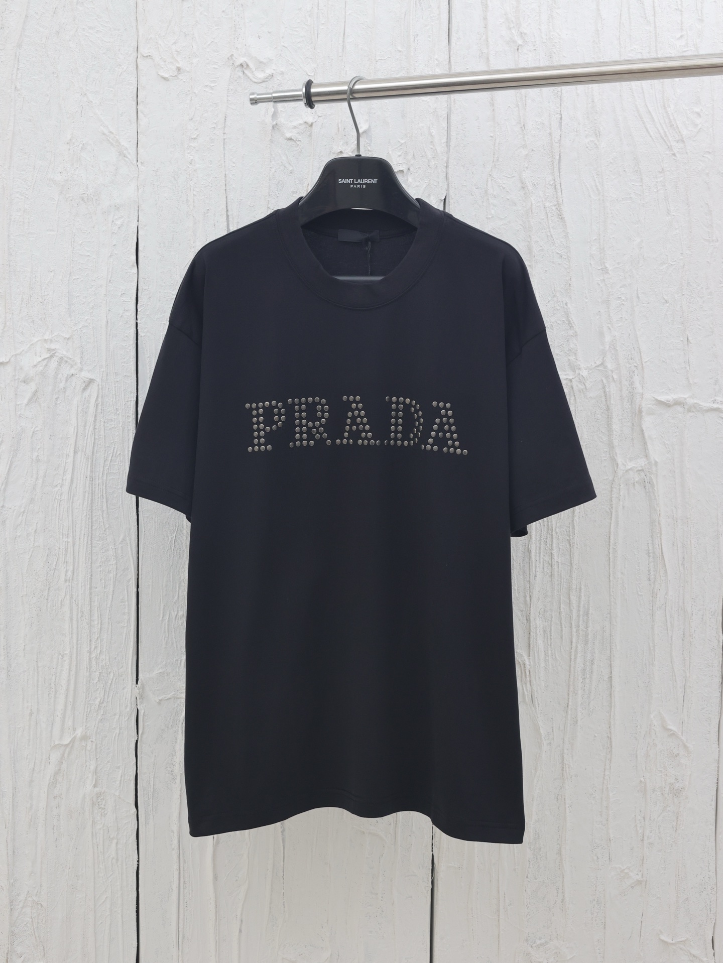 Prada * / Prada 25SS nueva camiseta de manga corta de primavera y verano, decoración clásica con logo triangular, letra…