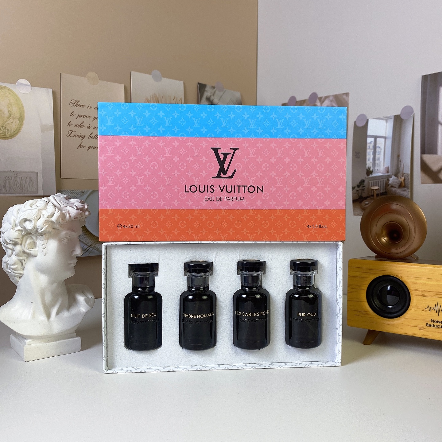 70! Louis Vuitton LV Black Bottle Limited Edition Sample Set of 4, 30ml×4, with spray nozzle, includes: Night of Fire, …
