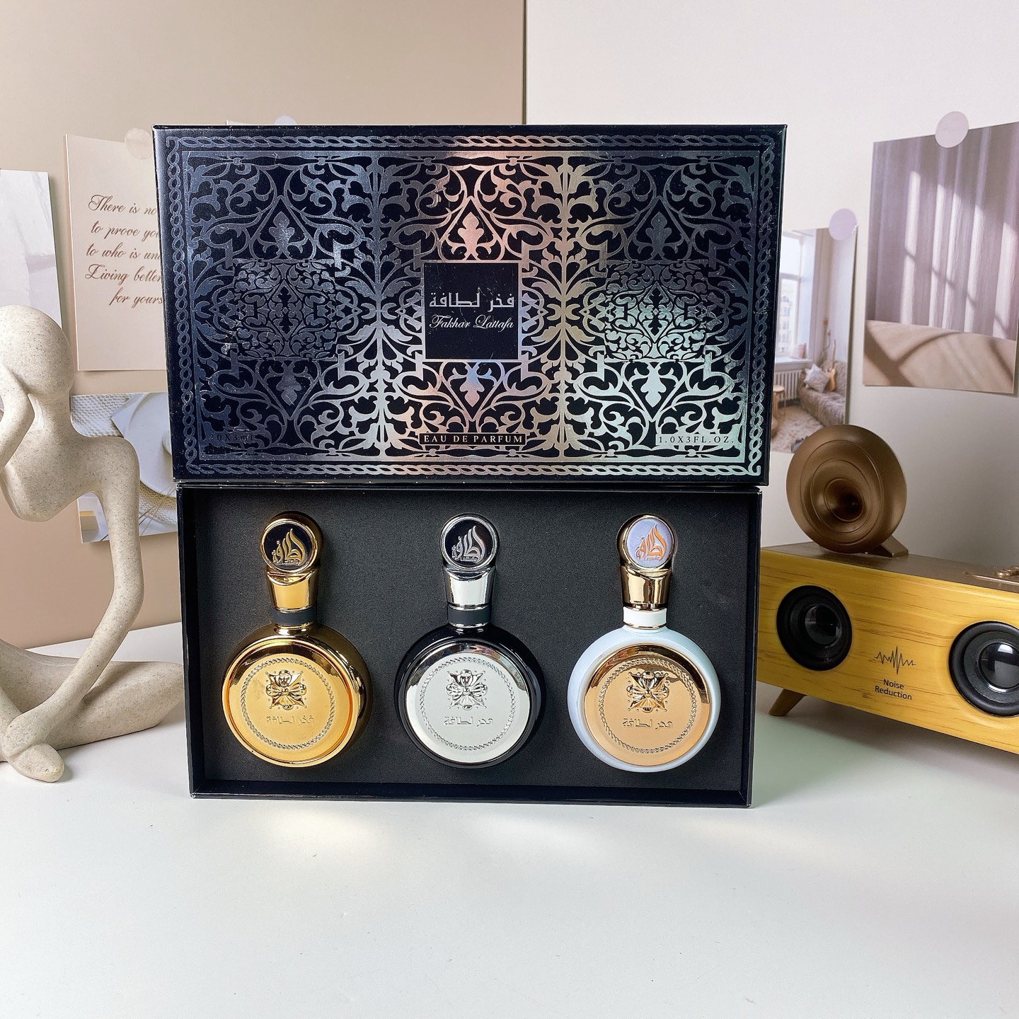 T1936 Lattafa perfume muestra 30ml set de tres piezas ¡nuevo!