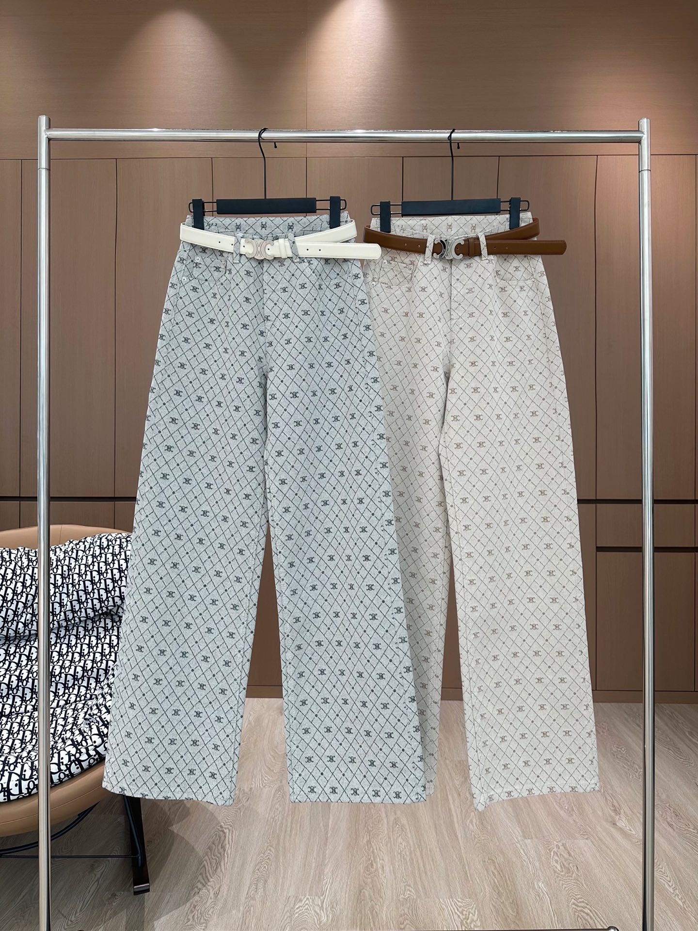 NO:310178,CE25 early spring new original custom design embroidered and printed high waist fashionable classic wide-leg jeans with belt/gray brown SML, jeans, alexander wang19860909CE25早春新款原创定制设计刺绣满印高腰时髦经典阔腿牛仔裤配腰带/灰色 咖色SML,,jeans,alexander wang,Women's clothing