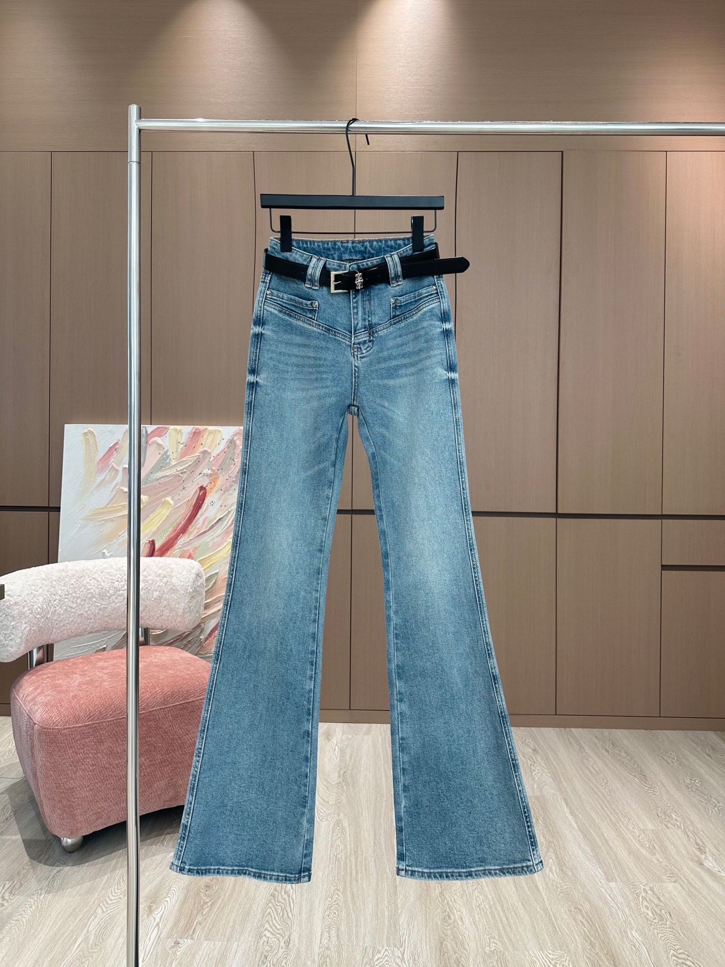 NO:321669,Crowxin 25 early spring new original custom design rear pocket embroidery fashionable retro trendy temperament hot girl high waist micro-flare washing jeans with belt/blue SML AA, chrome hearts, jeans, alexander wang19860909克罗心25早春新款原创定制设计后口袋刺绣时髦复古潮流气质辣妹高腰微喇叭水洗牛仔裤配腰带/蓝色 SML AA,,chrome hearts,jeans,alexander wang,Women's clothing
