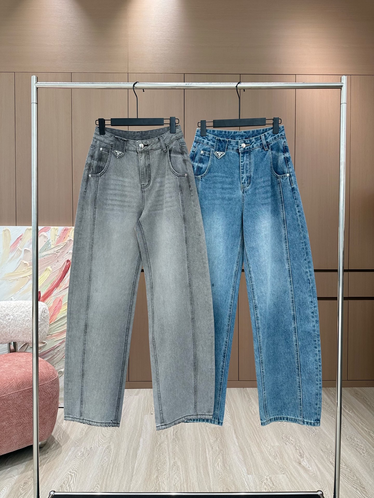 NO:310700,Prad*25 early spring new original custom design rear pocket letter embroidery high waist versatile trendy street dance hot girl wide-leg pants washing old jeans/color light gray light blue S, prada, jeans, alexander wang19860909Prad*25早春新款原创定制设计后口袋字母刺绣高腰百搭潮流街舞辣妹阔腿裤水洗做旧牛仔裤/颜色浅灰色 浅蓝色S,,prada,jeans,alexander wang,Women's clothing