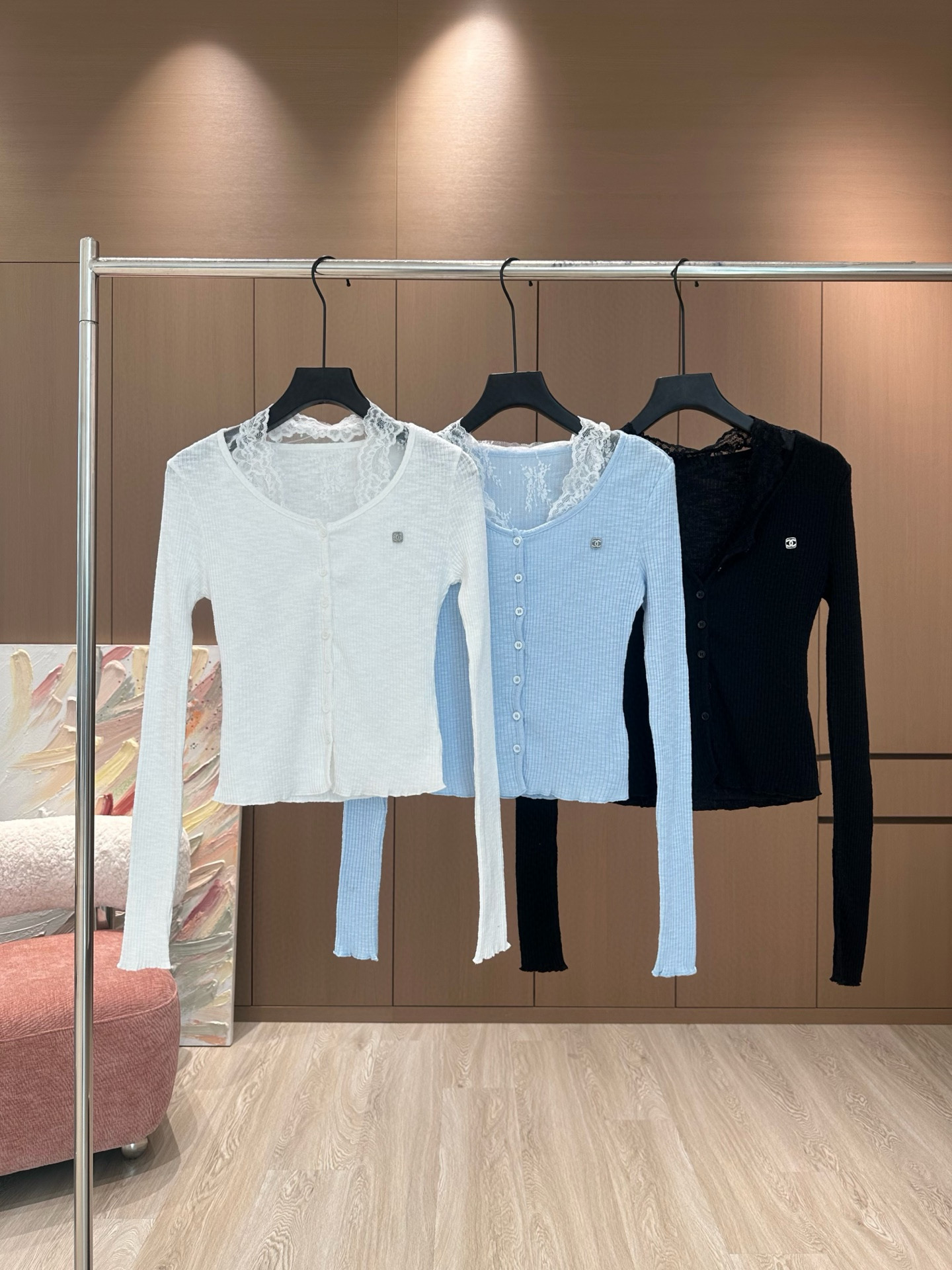 NO:326524,CHA 25 early spring new original custom design Korean version pure and lustful hot girl lace inner liner vest line single shoulder pad cardigan long sleeve two-piece suit cloud feeling comfortable high elastic series/white blue black SML A, alexander wang19860909CHA 25早春新款原创定制设计韩版纯欲风气质辣妹蕾丝内胆背心排单垫肩开衫长袖两件套装云感舒适高弹力系列/白色 蓝色 黑色SML A,,alexander wang,Women's clothing