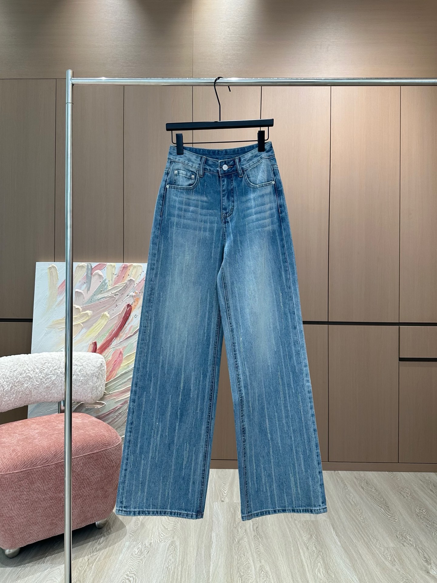 NO:326519,Loe 25 Spring and Summer New Original Custom Design Heavy Industries Tassel Diamond Gradient Color High Waist Wide Legs Straight Washed Jeans/Blue SML A,,loewe,jeans,alexander wang19860909Loe 25春夏新款原创定制设计重工流苏钻渐变色高腰阔腿直筒水洗牛仔裤/蓝色 SML A,,loewe,jeans,alexander wang,Women's clothing