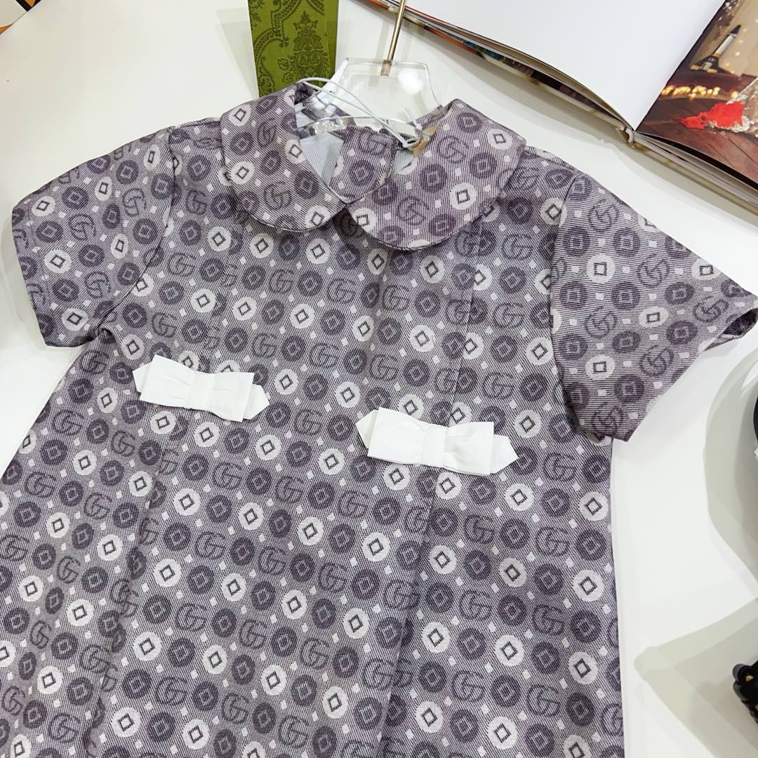 Gucci Kids Grey Geometric Print Dress - Designer Fashion for Girls, Sizes 100-150 3 i1735399674816 970 0 2