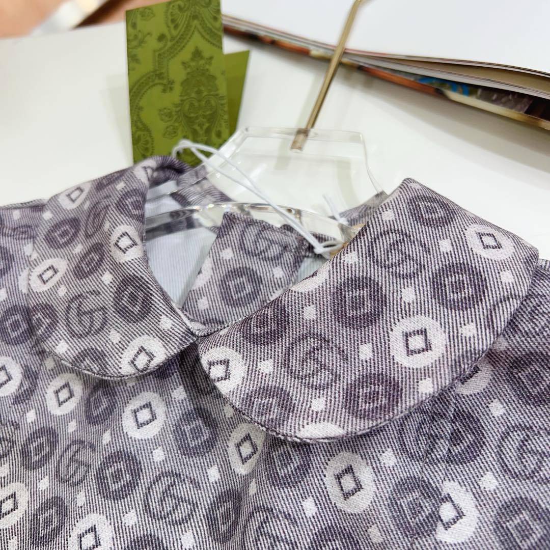 Gucci Kids Grey Geometric Print Dress - Designer Fashion for Girls, Sizes 100-150 5 i1735399674817 8893 0 4